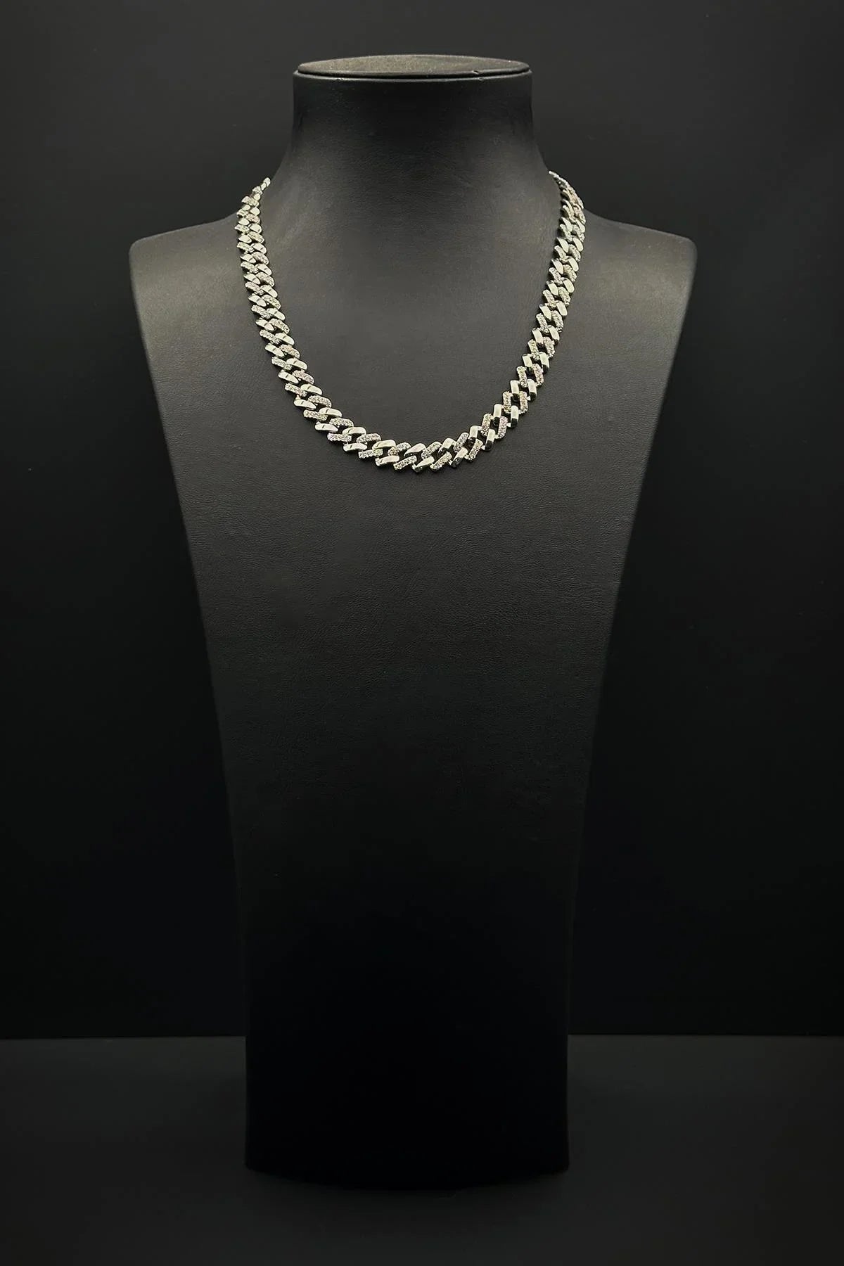 FRNCH 925 Ayar Gümüş Beyaz Zirkon Taşlı Gümüş Renk Erkek Bileklik/Kolye Set FRJ12659-3659-A