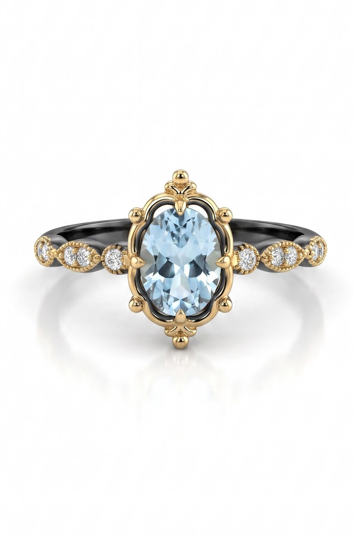FRNCH 925 Ayar Gümüş Blue Topaz Taşlı Füme Renk Kadın Yüzük FRJ60105-205-BM