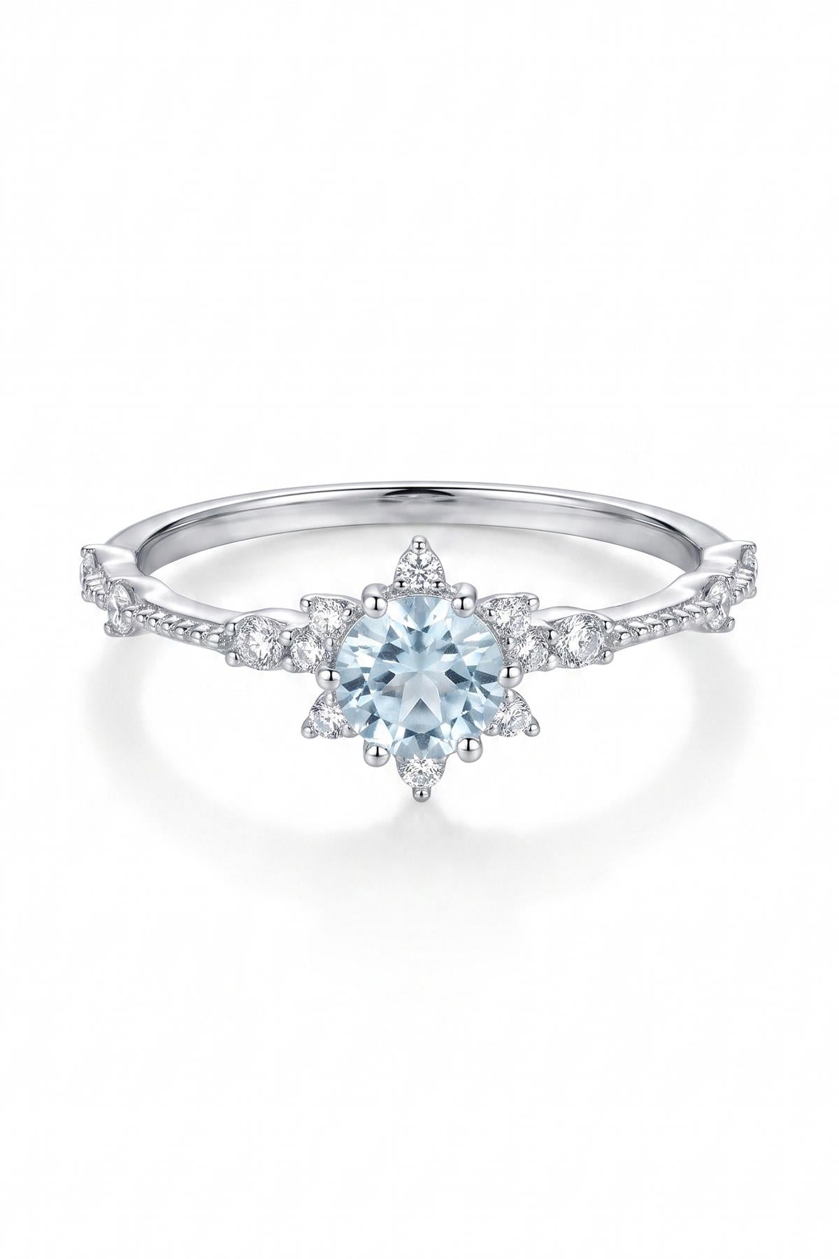 FRNCH 925 Ayar Gümüş Blue Topaz Taşlı Gümüş Renk Kadın Yüzük FRJ60104-204-MA