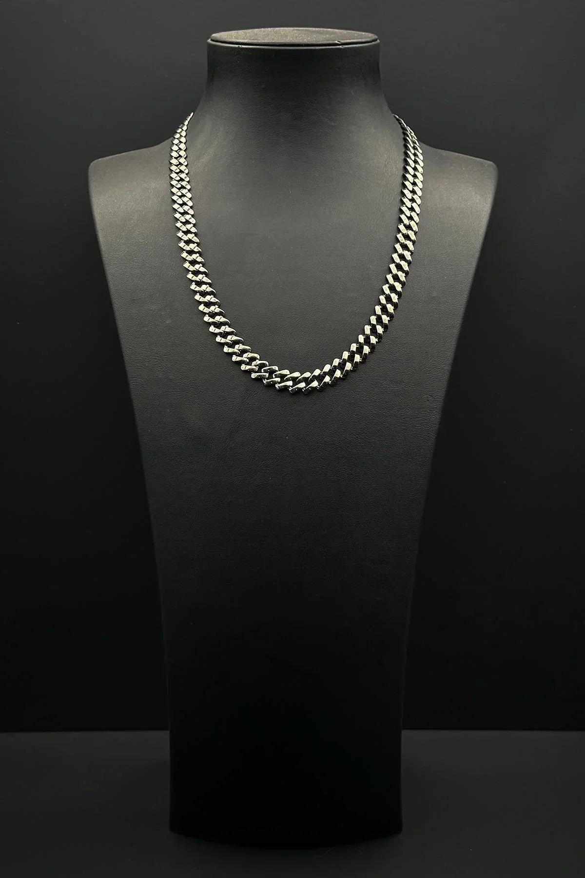 FRNCH 925 Ayar Gümüş Füme Renk Erkek Bileklik/Kolye Set FRJ12660-3660-B