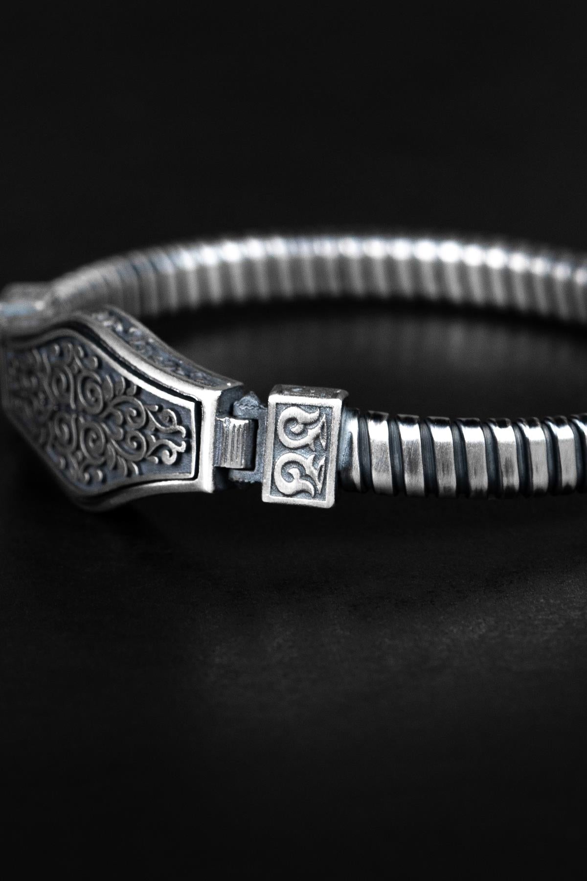 FRNCH 925 Ayar Gümüş Gothic Design Gümüş Renk Erkek Bileklik FRJ12669-3669-A