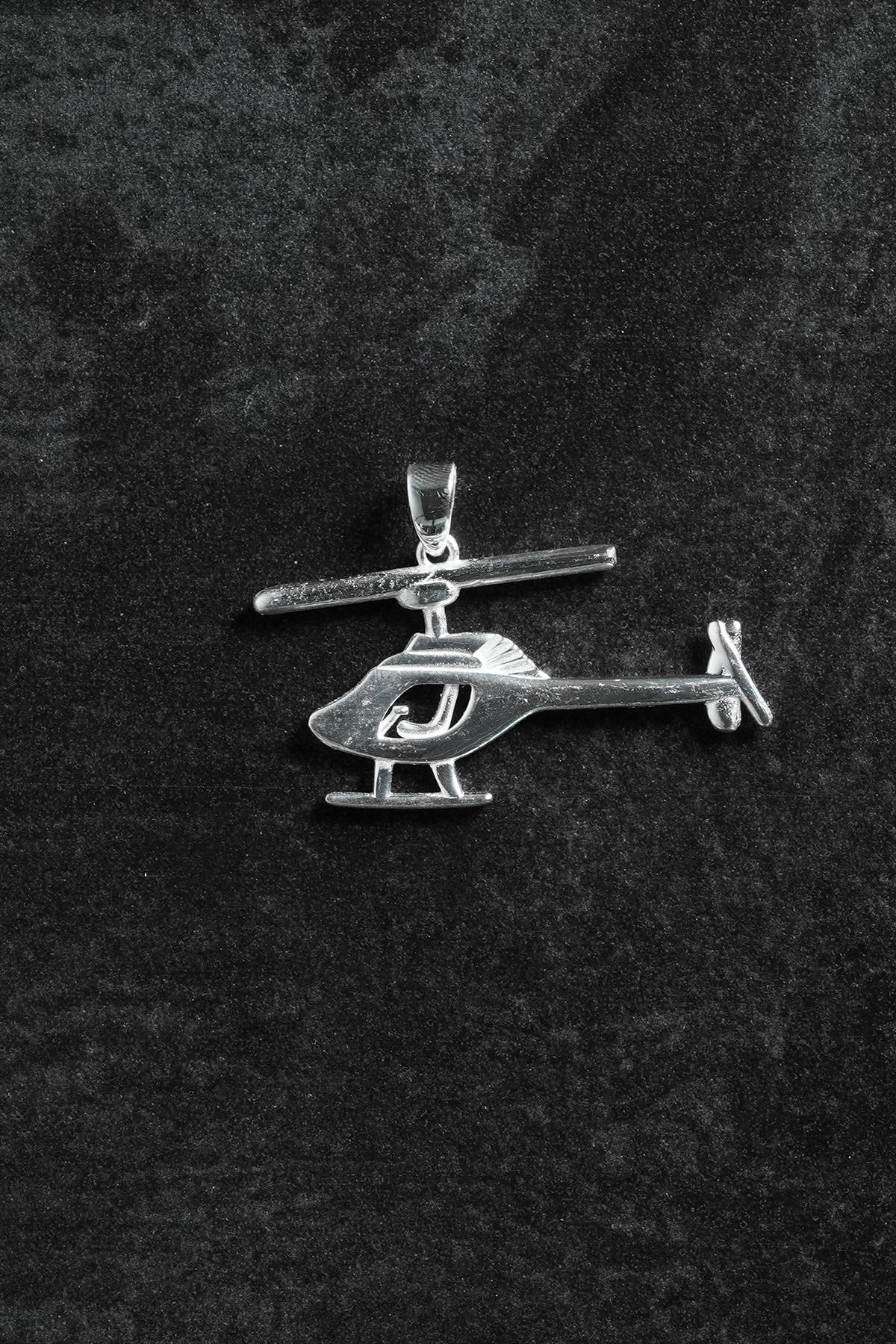 FRNCH 925 Ayar Gümüş Helikopter Figürlü Gümüş Renk Erkek Kolye Ucu FRKU-1008