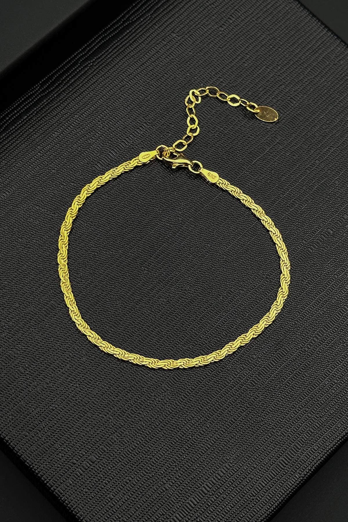 FRNCH 925 Ayar Gümüş İtalyan Model Altın Renk Erkek Bileklik FRJ12398-3398-G