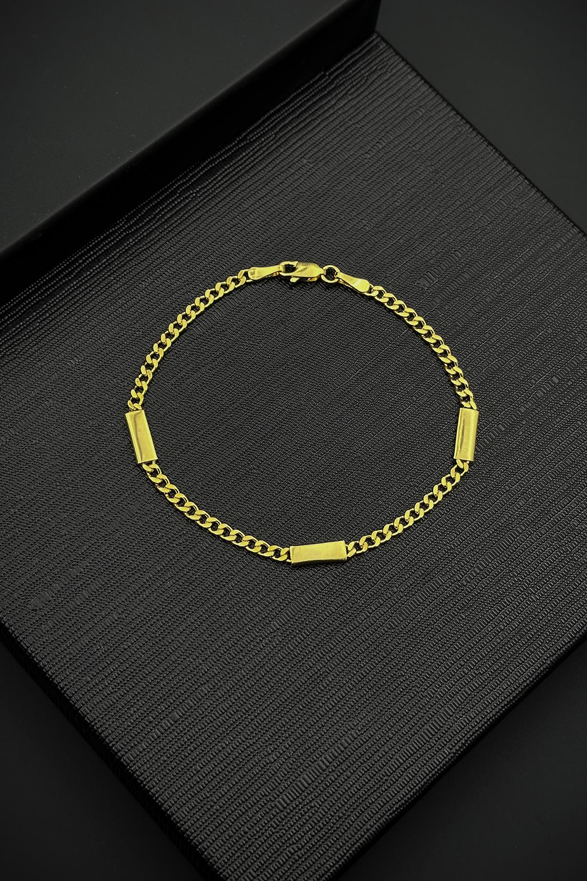 FRNCH 925 Ayar Gümüş İtalyan Model Altın Renk Erkek Bileklik FRJ12455-3455-G