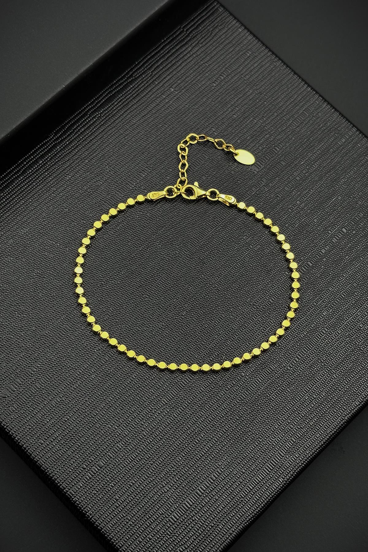 FRNCH 925 Ayar Gümüş İtalyan Model Altın Renk Erkek Bileklik FRJ12607-3607-G