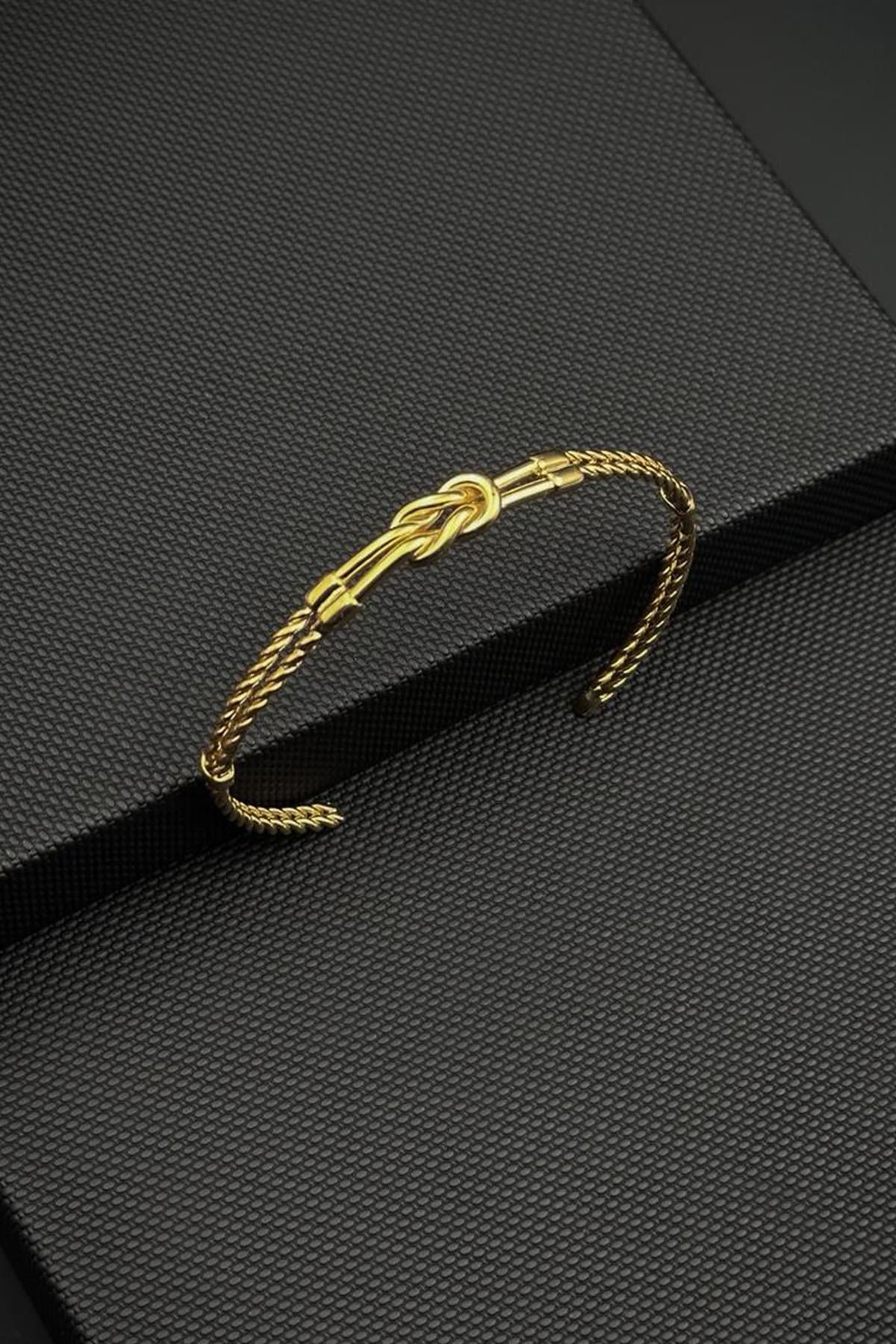 FRNCH 925 Ayar Gümüş İtalyan Model Altın Renk Erkek Bileklik FRJ12893-3893-G