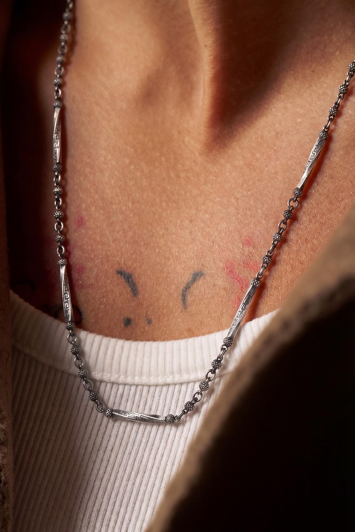 FRNCH 925 Ayar Gümüş İtalyan Model Antik Gümüş Renk Erkek Kolye FRJ30950-1050-A2