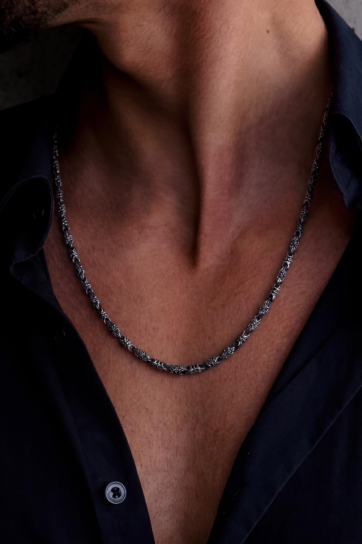 FRNCH 925 Ayar Gümüş İtalyan Model Antik Gümüş Renk Erkek Kolye FRJ30951-1051-A2