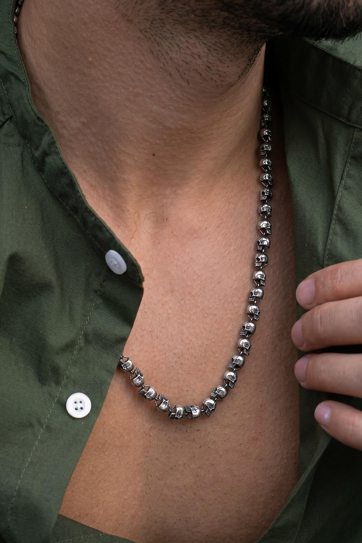 FRNCH 925 Ayar Gümüş İtalyan Model Antik Gümüş Renk Erkek Kolye FRJ30952-1052-A2