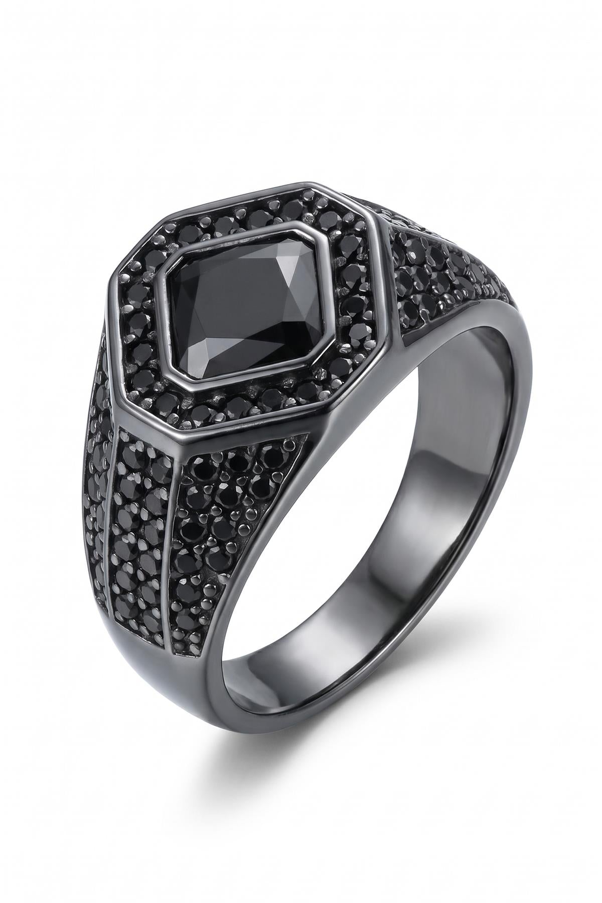 FRNCH 925 Ayar Gümüş İtalyan Model Füme Renk Erkek Yüzük FRJ60106-206-B