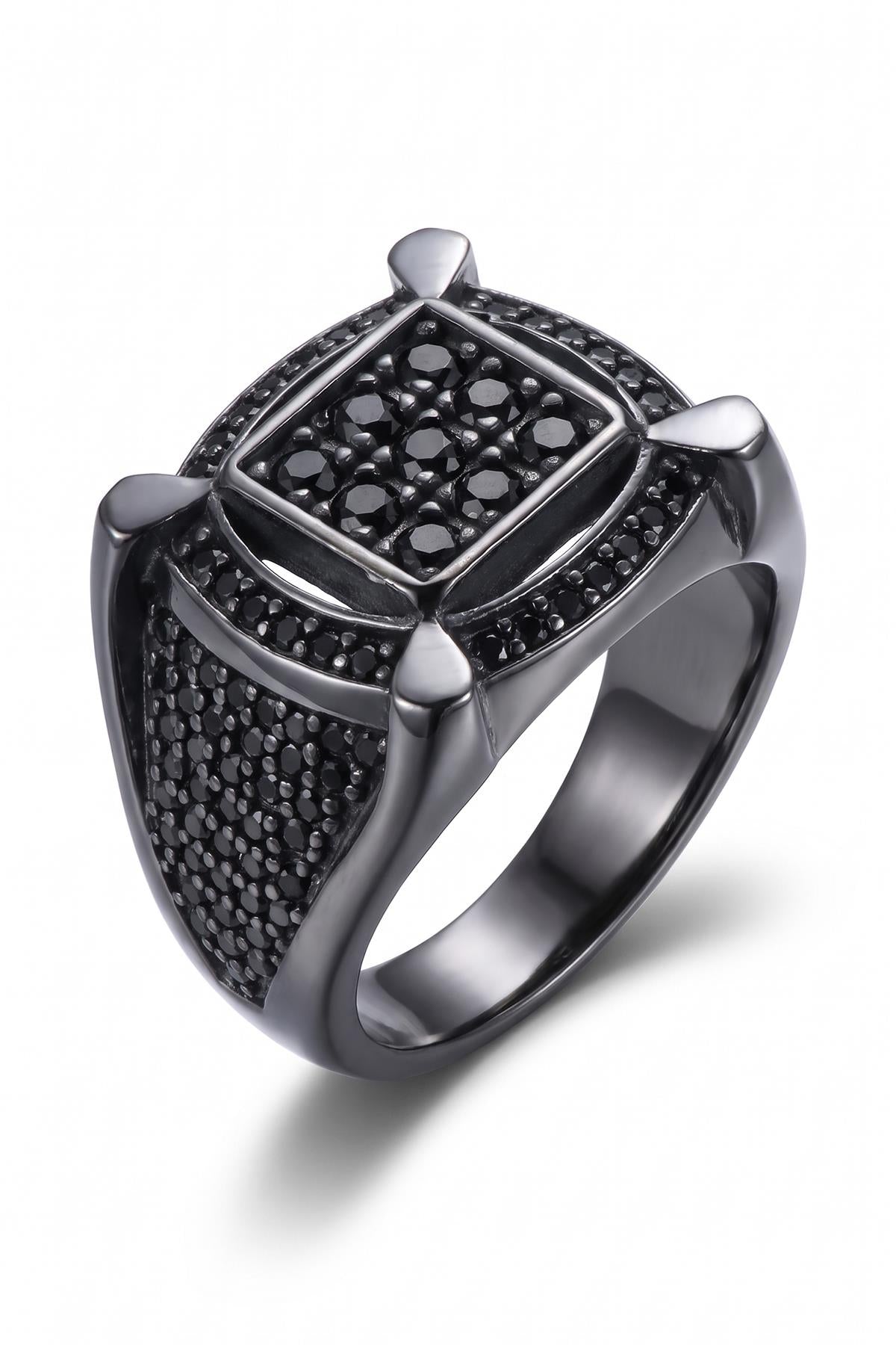 FRNCH 925 Ayar Gümüş İtalyan Model Füme Renk Erkek Yüzük FRJ60106-206-B6
