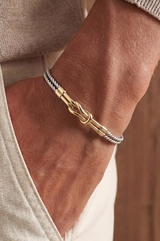 FRNCH 925 Ayar Gümüş İtalyan Model Gümüş-Altın Renk Erkek Bileklik FRJ12893-3893-AG