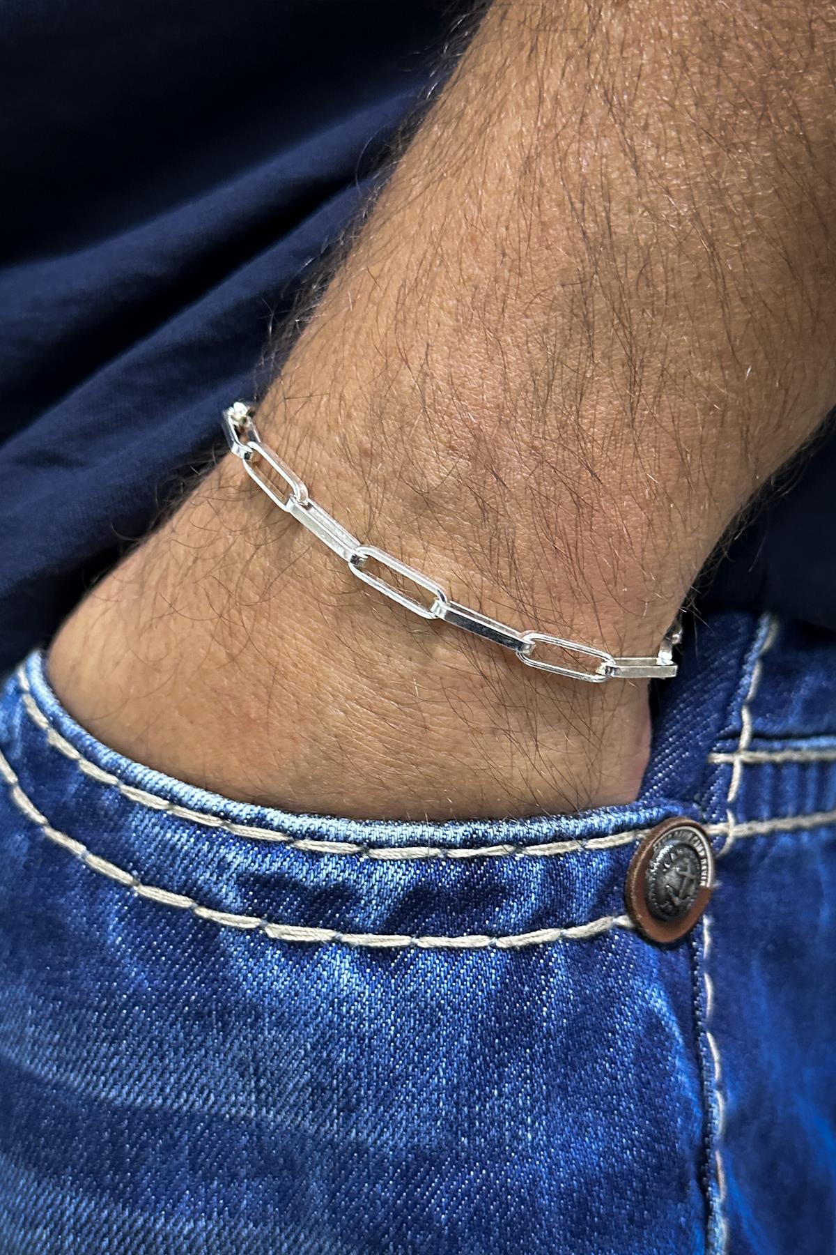 FRNCH 925 Ayar Gümüş İtalyan Model Gümüş Renk Erkek Bileklik FRJ11989-2089-A