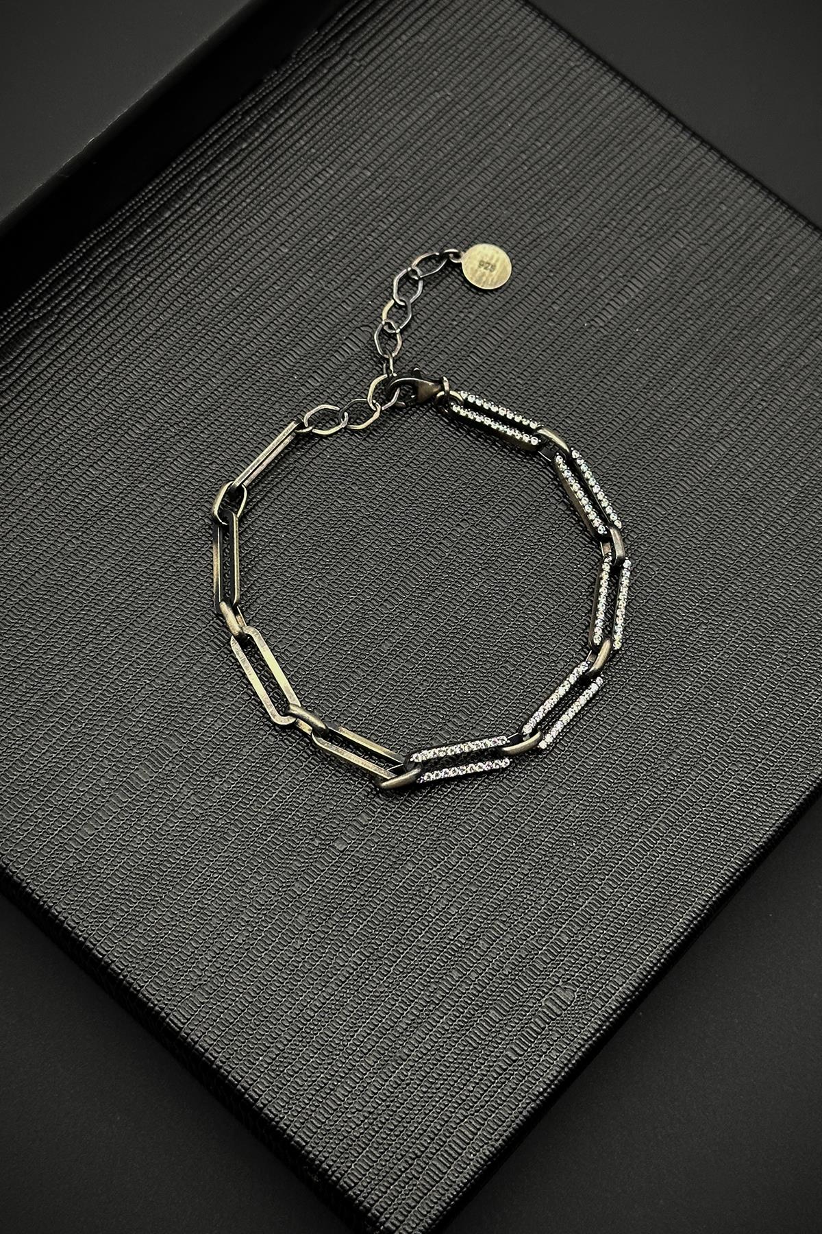 FRNCH 925 Ayar Gümüş İtalyan Model Gümüş Renk Erkek Bileklik FRJ12035-3035-A