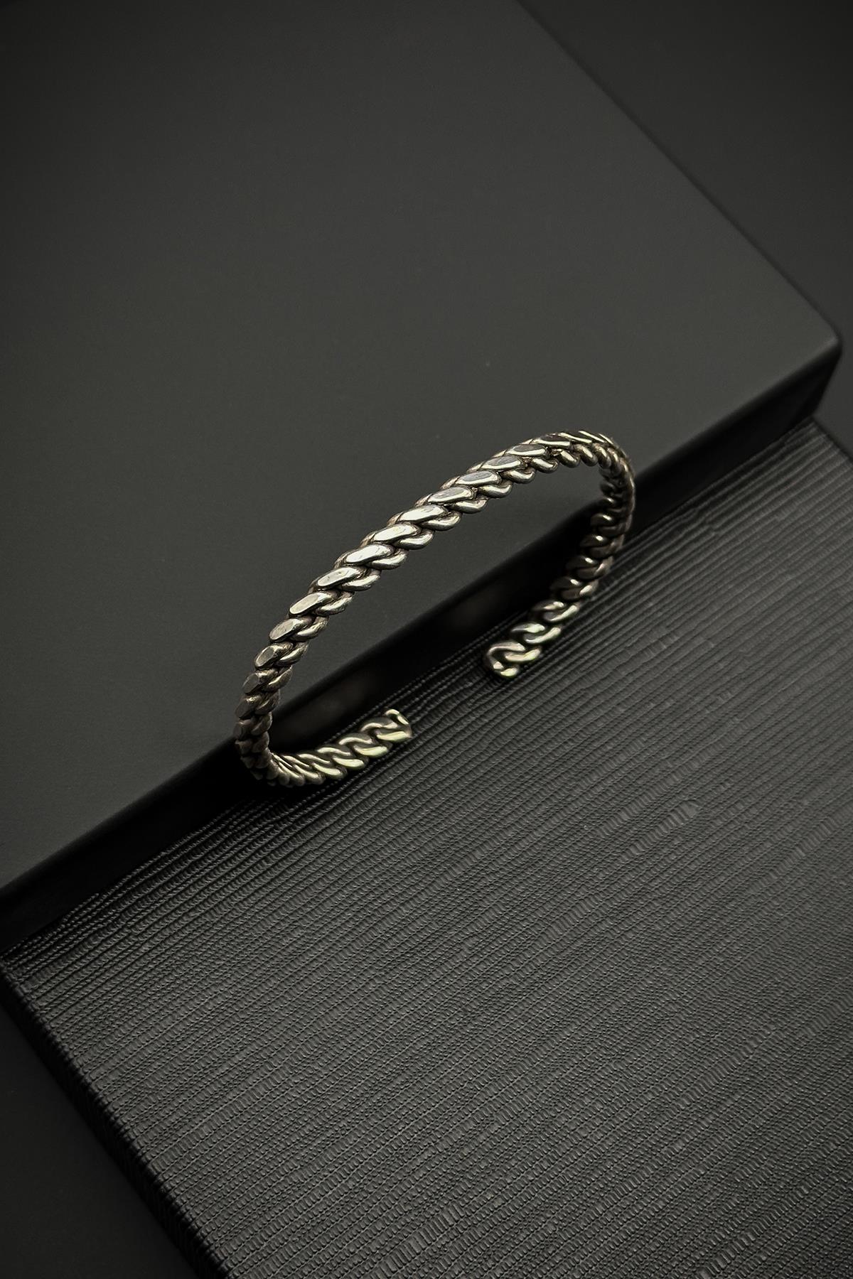 FRNCH 925 Ayar Gümüş İtalyan Model Gümüş Renk Erkek Bileklik FRJ12068-3068-A