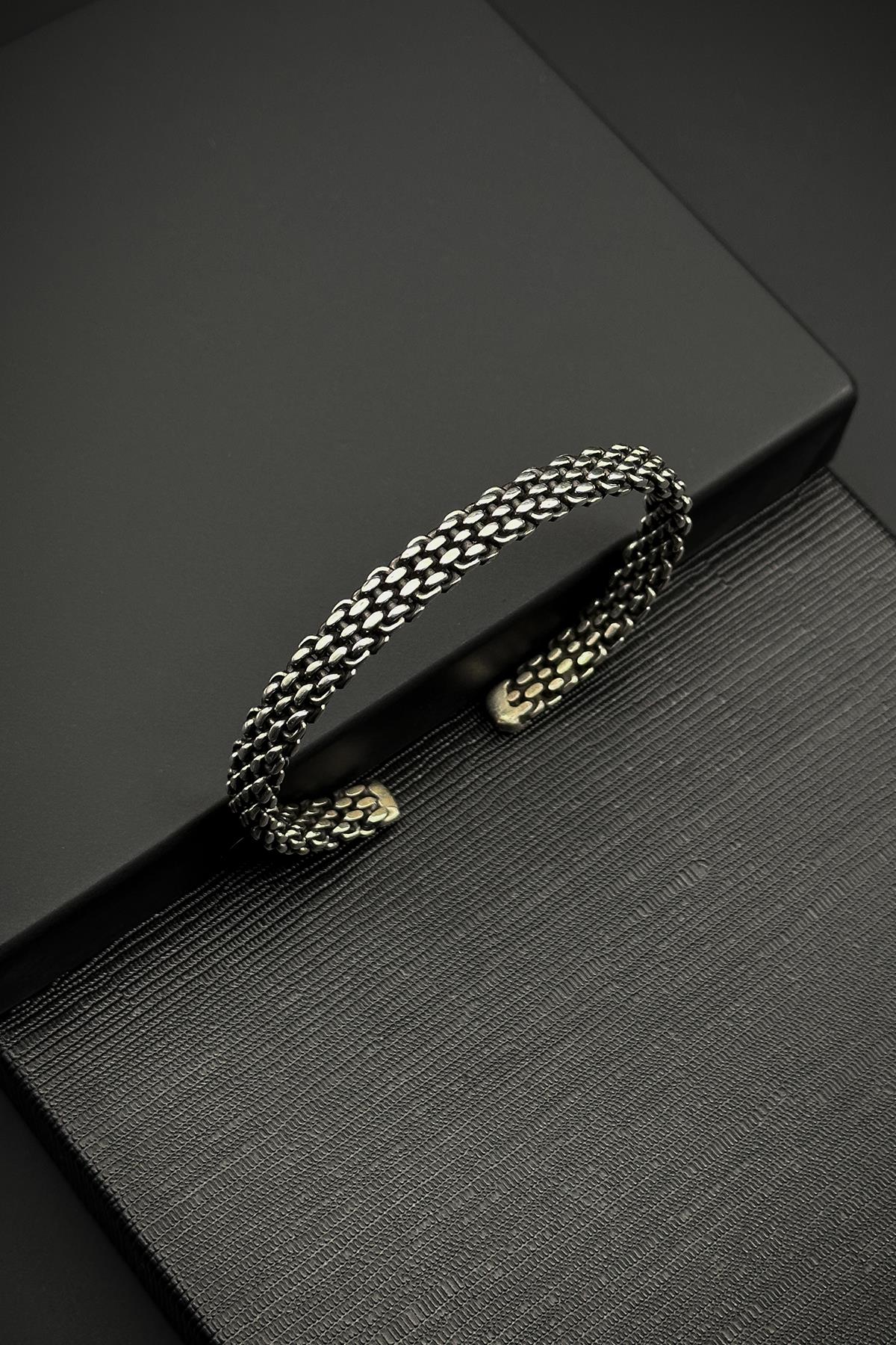 FRNCH 925 Ayar Gümüş İtalyan Model Gümüş Renk Erkek Bileklik FRJ12076-3076-A