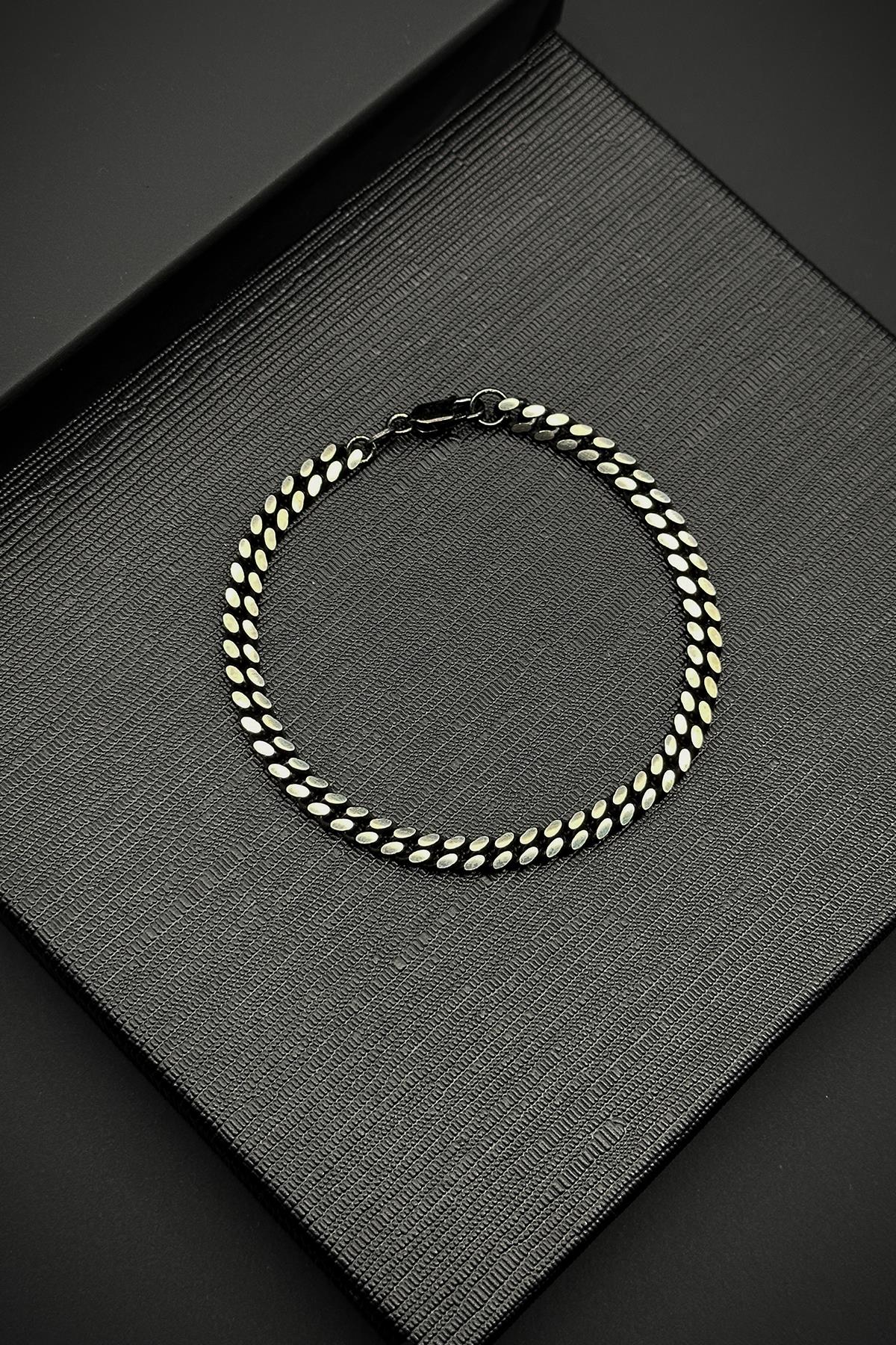 FRNCH 925 Ayar Gümüş İtalyan Model Gümüş Renk Erkek Bileklik FRJ12077-3077-A