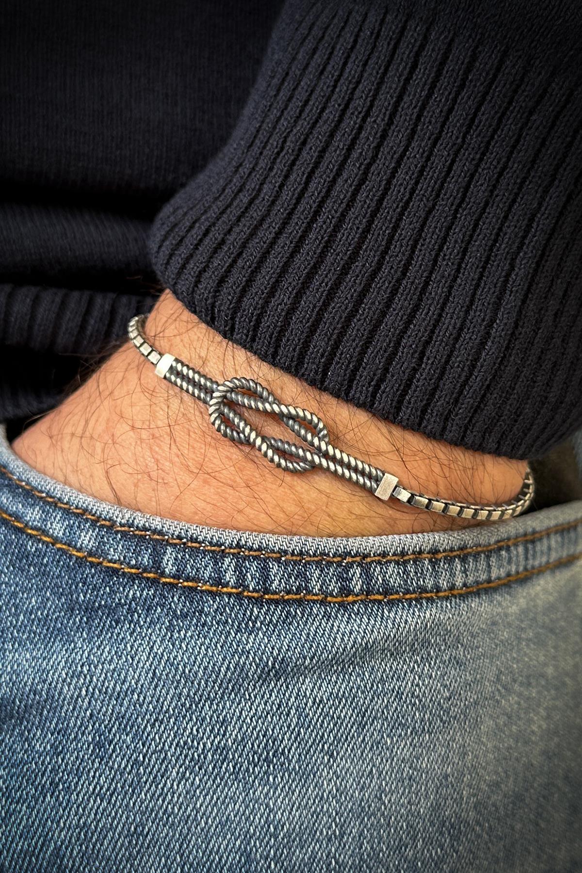 FRNCH 925 Ayar Gümüş İtalyan Model Gümüş Renk Erkek Bileklik FRJ12093-3093-A