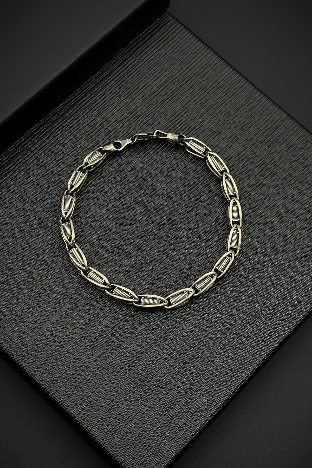 FRNCH 925 Ayar Gümüş İtalyan Model Gümüş Renk Erkek Bileklik FRJ12108-3108-A