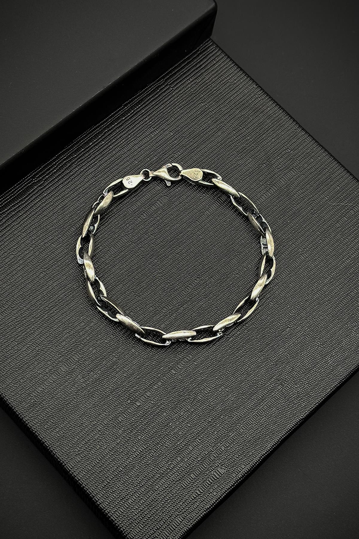 FRNCH 925 Ayar Gümüş İtalyan Model Gümüş Renk Erkek Bileklik FRJ12114-3114-A