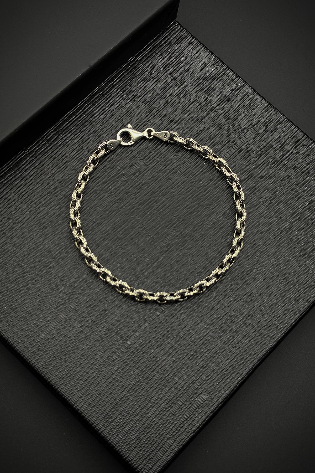 FRNCH 925 Ayar Gümüş İtalyan Model Gümüş Renk Erkek Bileklik FRJ12115-3115-A