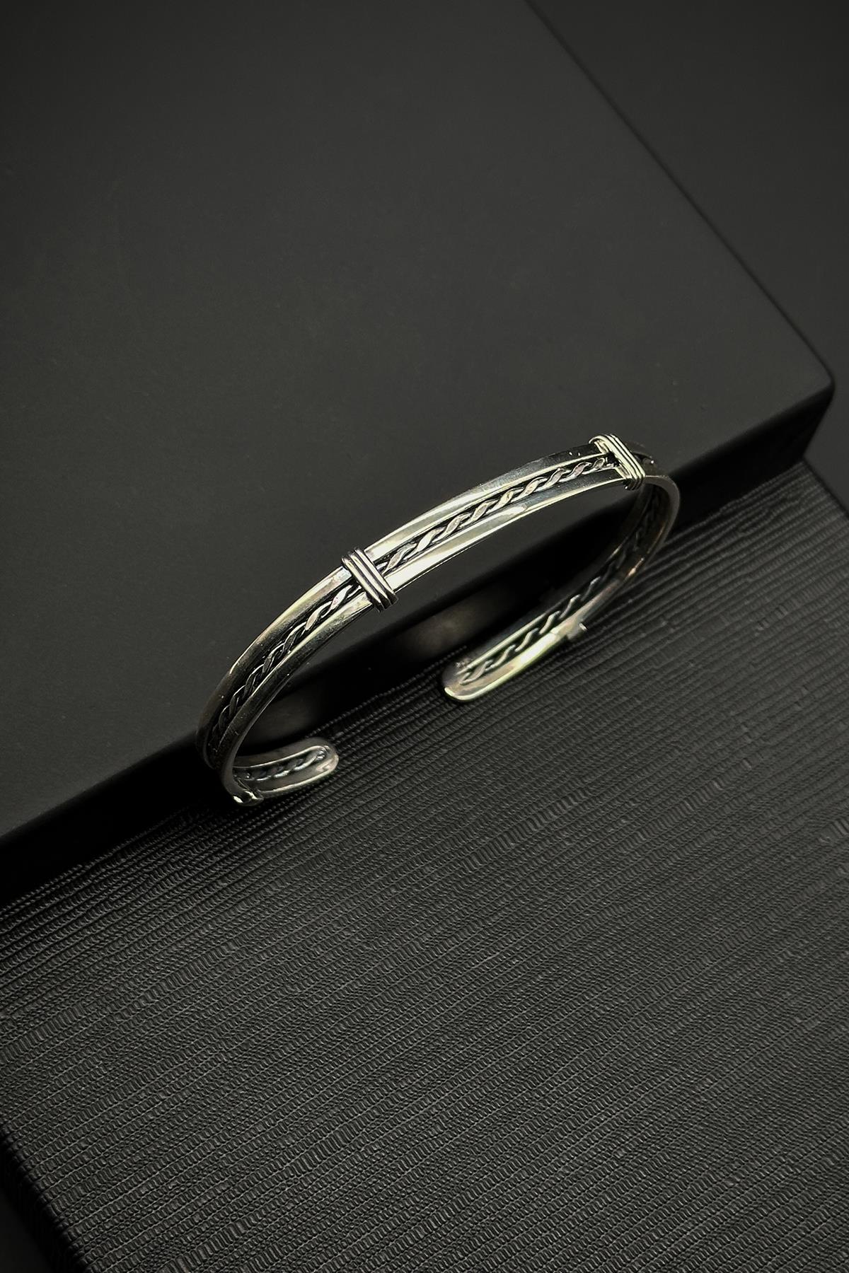 FRNCH 925 Ayar Gümüş İtalyan Model Gümüş Renk Erkek Bileklik FRJ12158-3158-A