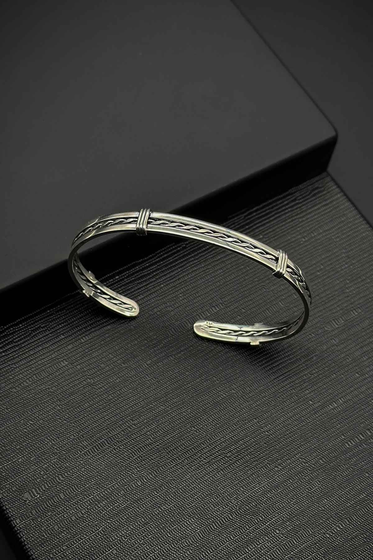 FRNCH 925 Ayar Gümüş İtalyan Model Gümüş Renk Erkek Bileklik FRJ12158-3158-A