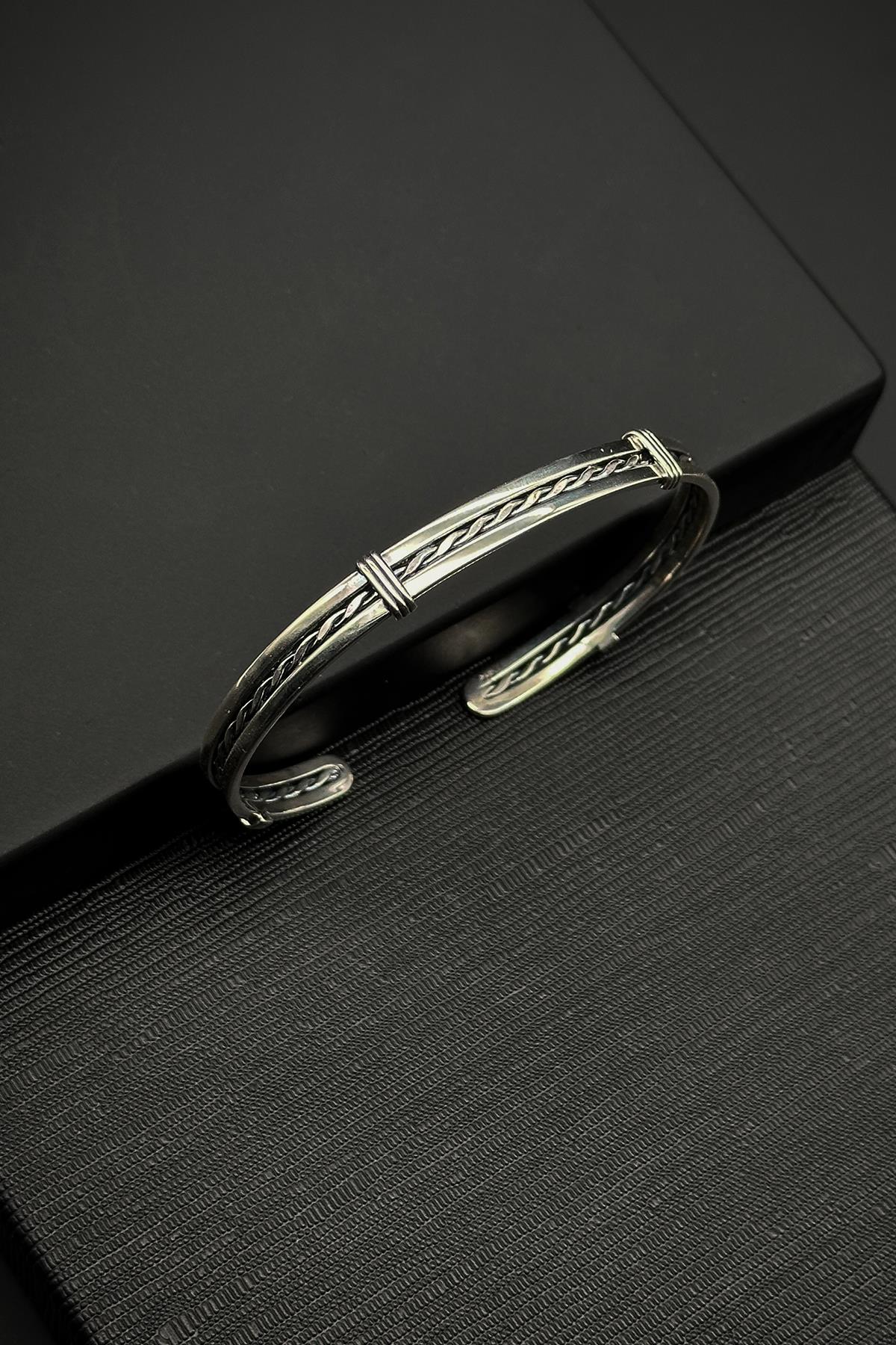 FRNCH 925 Ayar Gümüş İtalyan Model Gümüş Renk Erkek Bileklik FRJ12164-3164-A