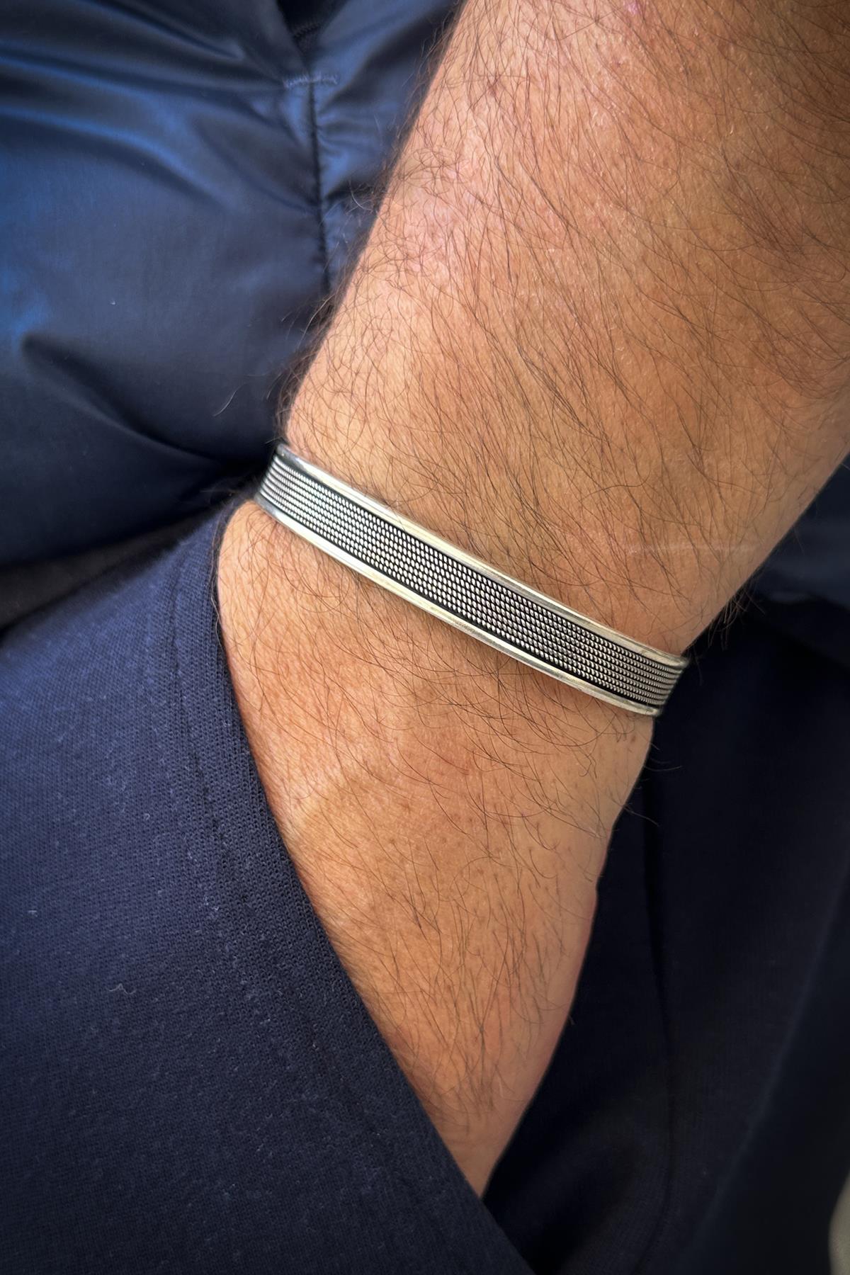 FRNCH 925 Ayar Gümüş İtalyan Model Gümüş Renk Erkek Bileklik FRJ12170-3170-A