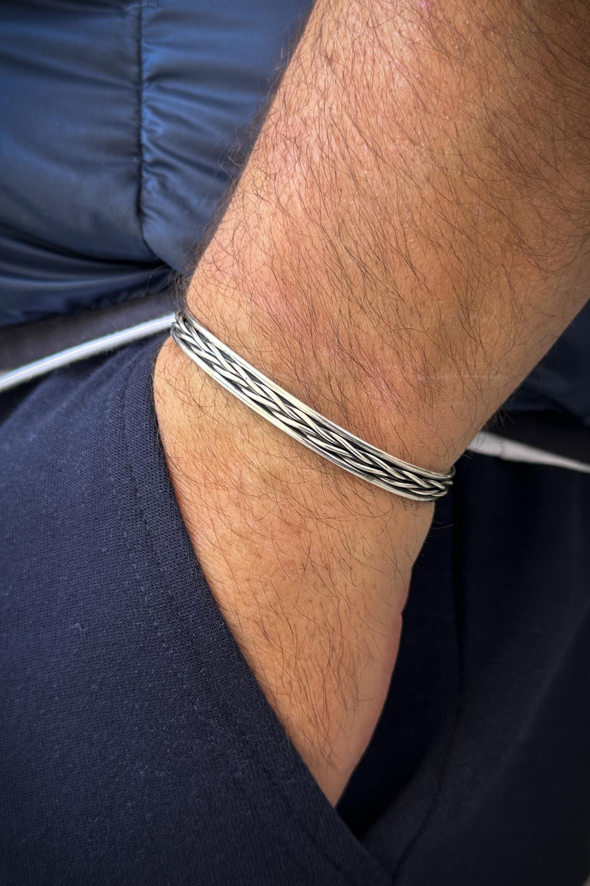 FRNCH 925 Ayar Gümüş İtalyan Model Gümüş Renk Erkek Bileklik FRJ12170-3170-A3