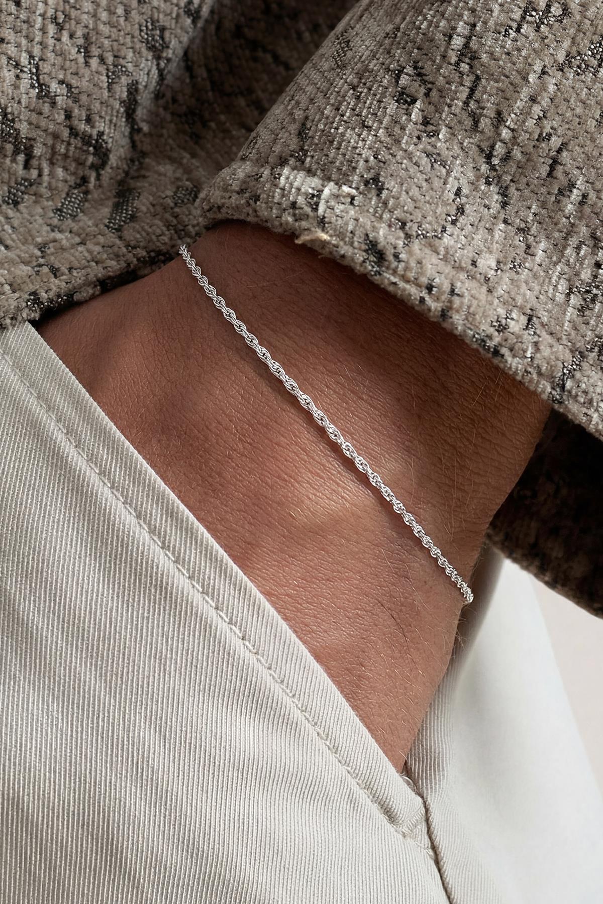 FRNCH 925 Ayar Gümüş İtalyan Model Gümüş Renk Erkek Bileklik FRJ12195-3195-A2