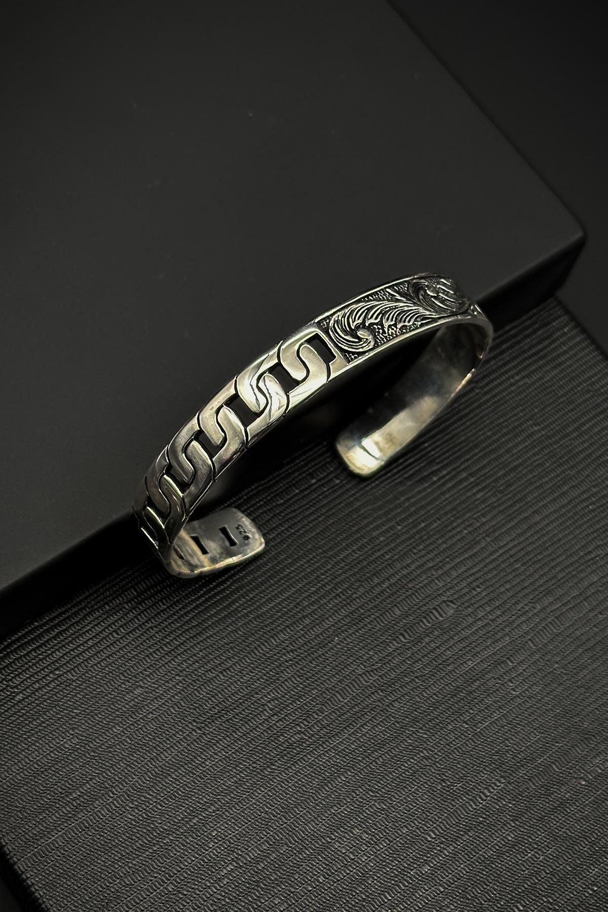 FRNCH 925 Ayar Gümüş İtalyan Model Gümüş Renk Erkek Bileklik FRJ12307-3307-A