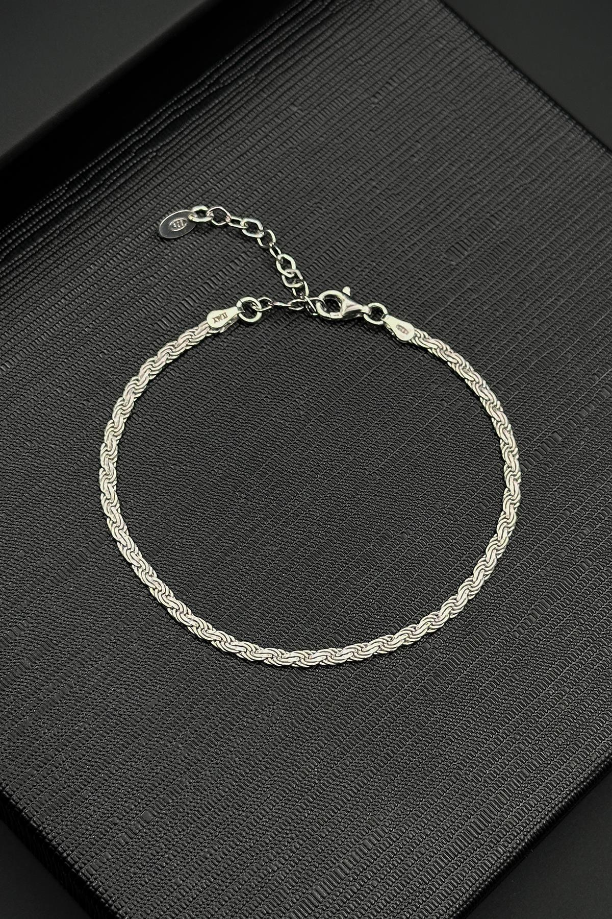 FRNCH 925 Ayar Gümüş İtalyan Model Gümüş Renk Erkek Bileklik FRJ12398-3398-A