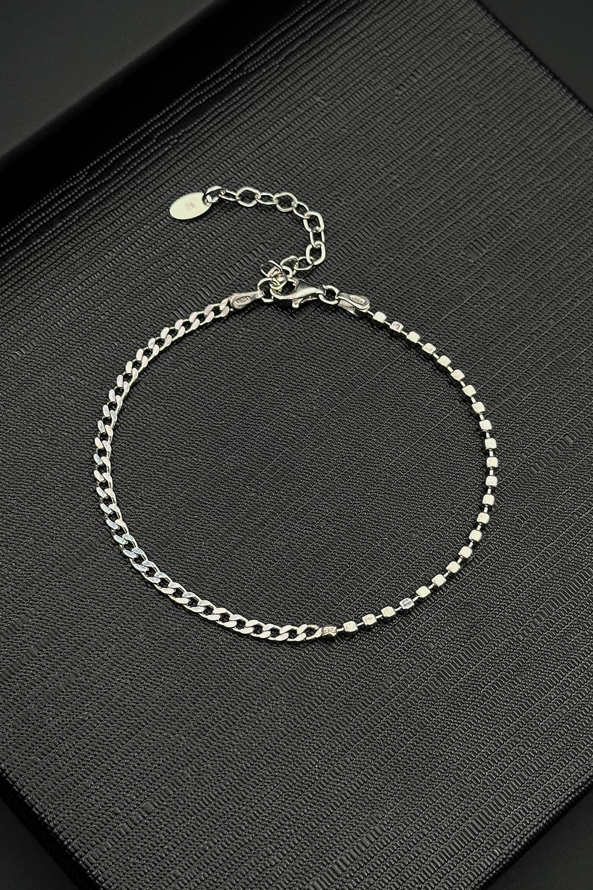 FRNCH 925 Ayar Gümüş İtalyan Model Gümüş Renk Erkek Bileklik FRJ12401-3401-A