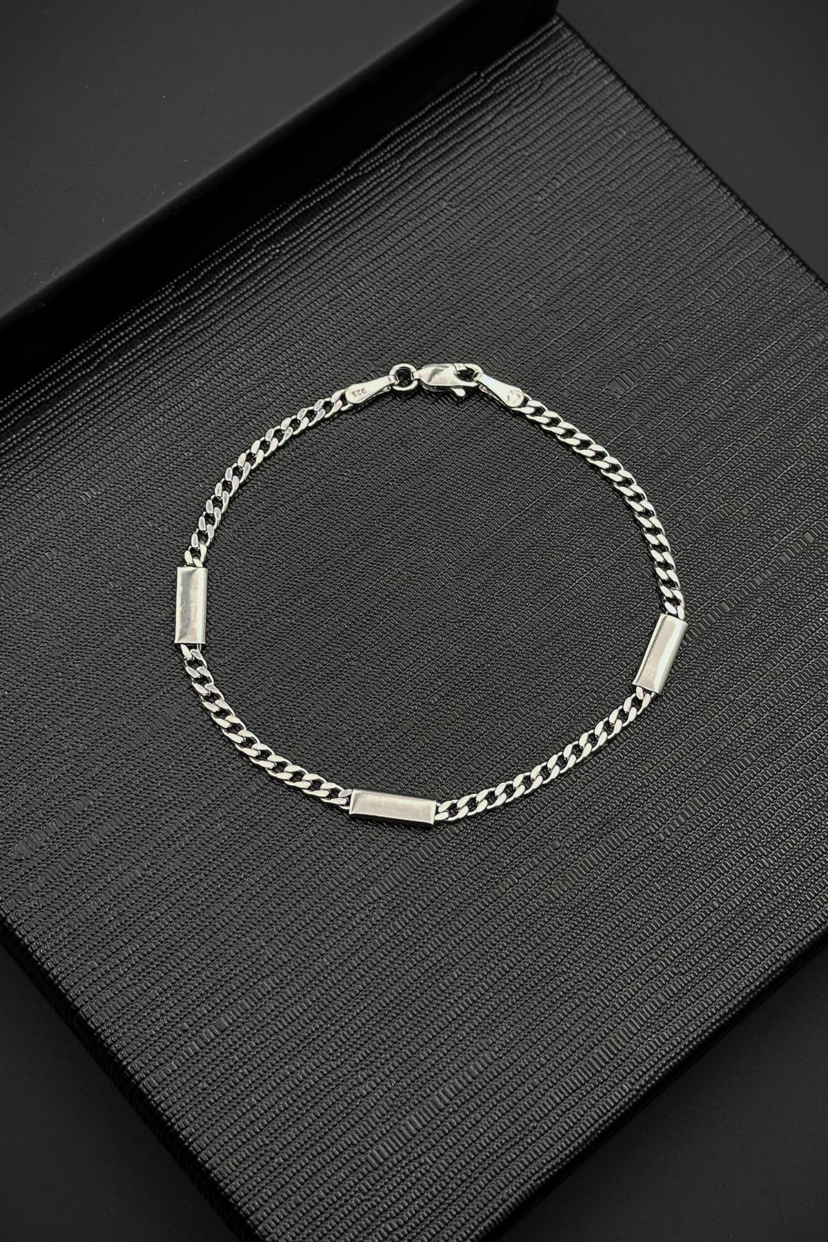 FRNCH 925 Ayar Gümüş İtalyan Model Gümüş Renk Erkek Bileklik FRJ12455-3455-A