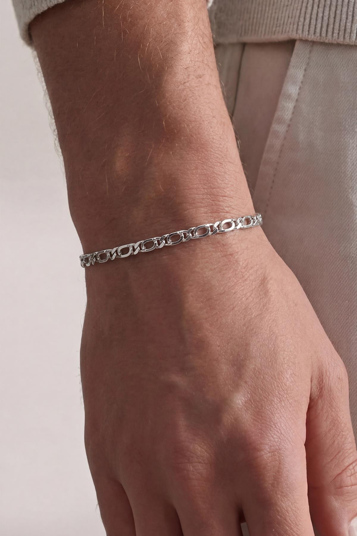 FRNCH 925 Ayar Gümüş İtalyan Model Gümüş Renk Erkek Bileklik FRJ12466-3466-A