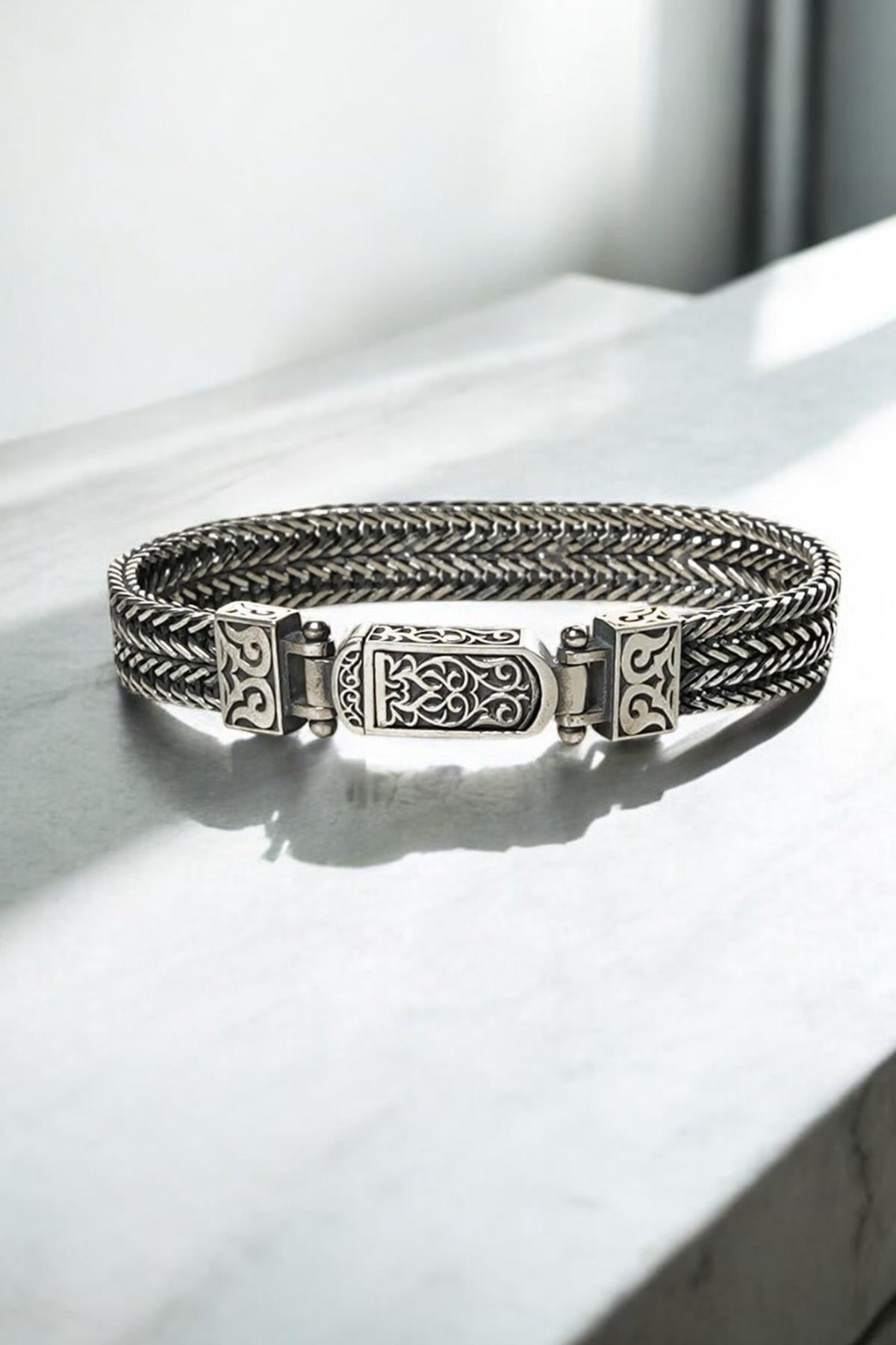 FRNCH 925 Ayar Gümüş italyan Model Gümüş Renk Erkek Bileklik FRJ12559-3559-A