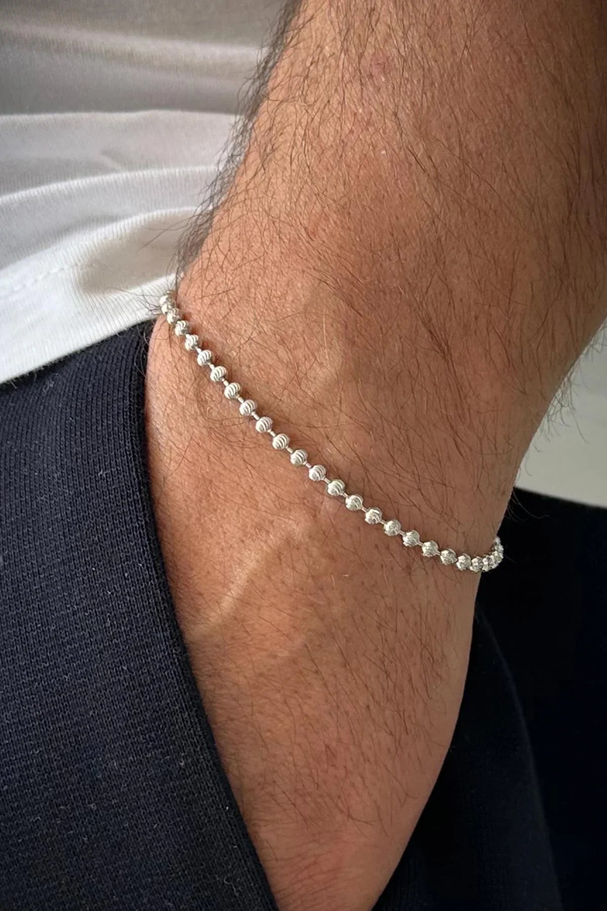 FRNCH 925 Ayar Gümüş İtalyan Model Gümüş Renk Erkek Bileklik FRJ12571-3571-A