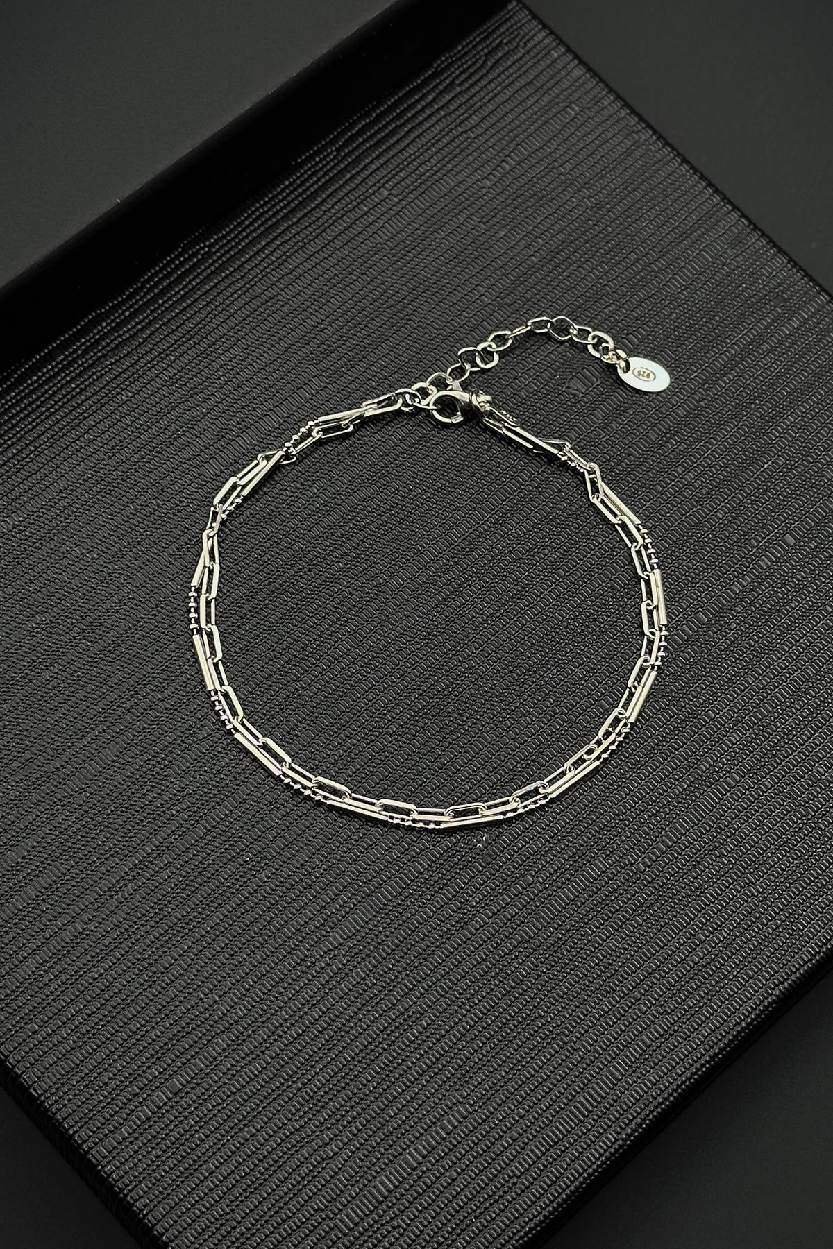 FRNCH 925 Ayar Gümüş İtalyan Model Gümüş Renk Erkek Bileklik FRJ12572-3572-A