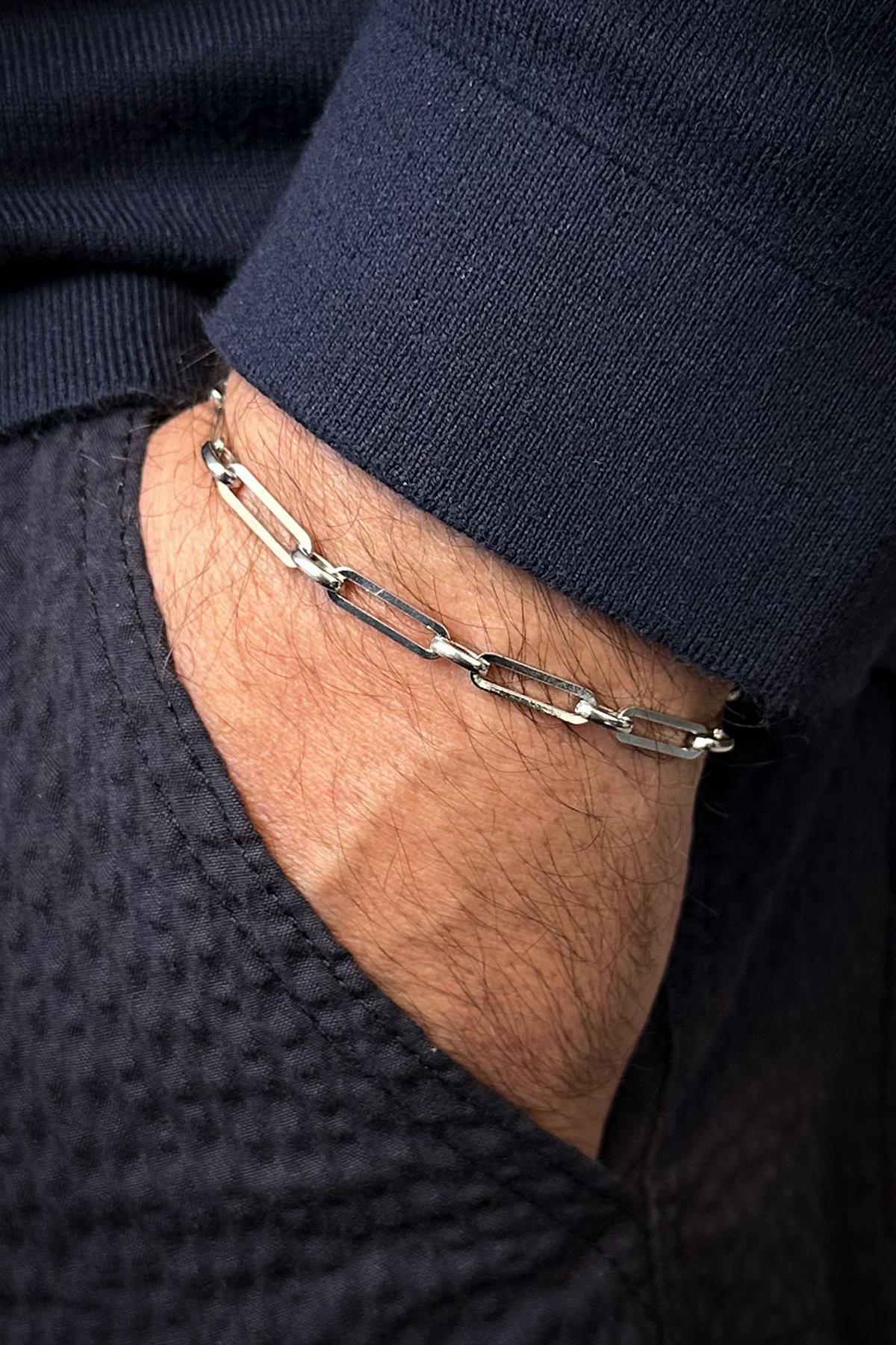 FRNCH 925 Ayar Gümüş İtalyan Model Gümüş Renk Erkek Bileklik FRJ12679-3679-A