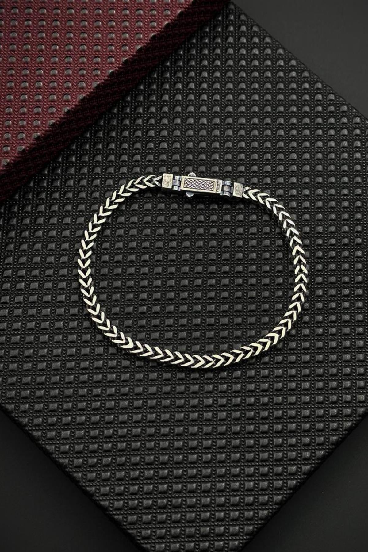 FRNCH 925 Ayar Gümüş İtalyan Model Gümüş Renk Erkek Bileklik FRJ12697-3697-A