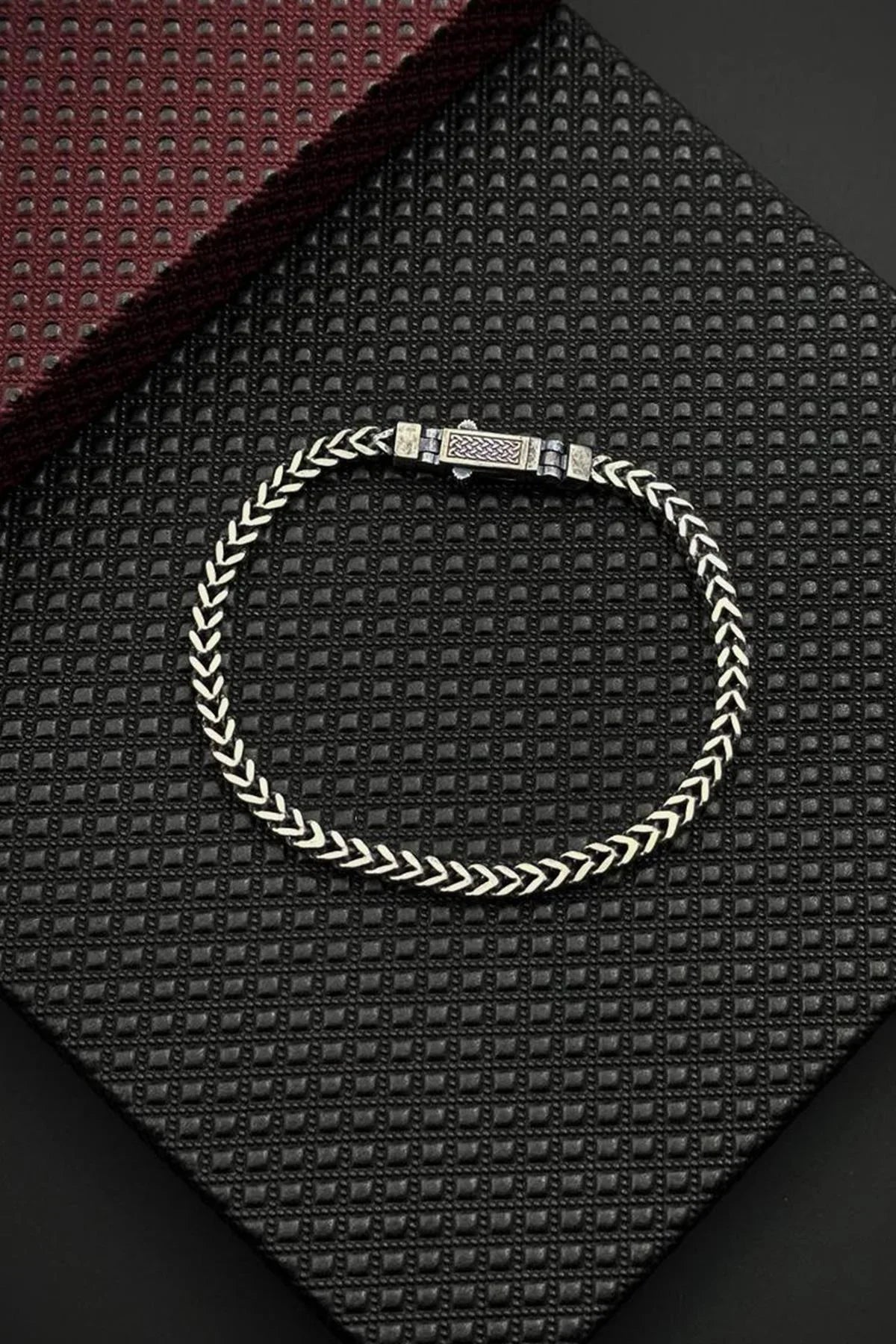 FRNCH 925 Ayar Gümüş İtalyan Model Gümüş Renk Erkek Bileklik FRJ12697-3697-A