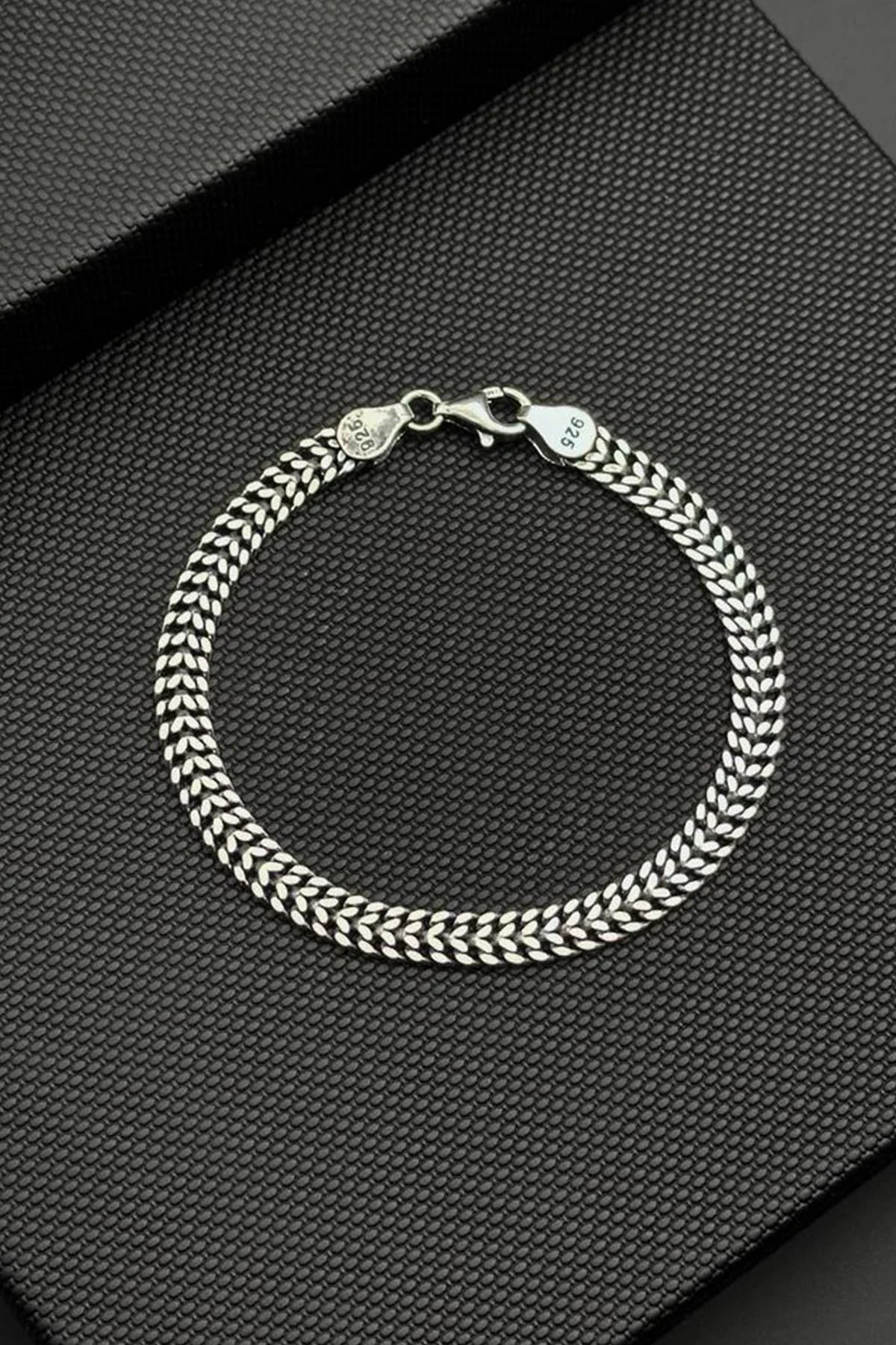 FRNCH 925 Ayar Gümüş İtalyan Model Gümüş Renk Erkek Bileklik FRJ12727-3727-A