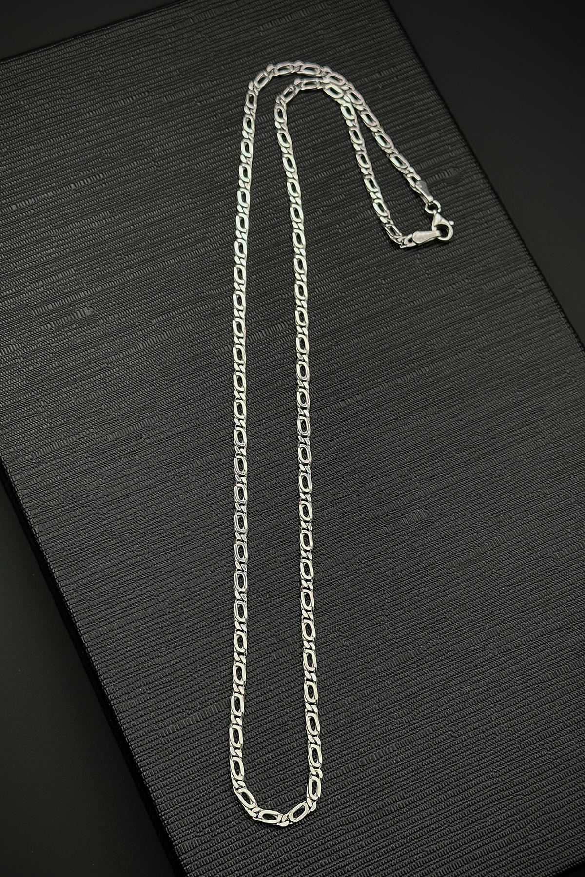 FRNCH 925 Ayar Gümüş İtalyan Model Gümüş Renk Erkek Bileklik/Kolye Set FRJ12468-3468-A