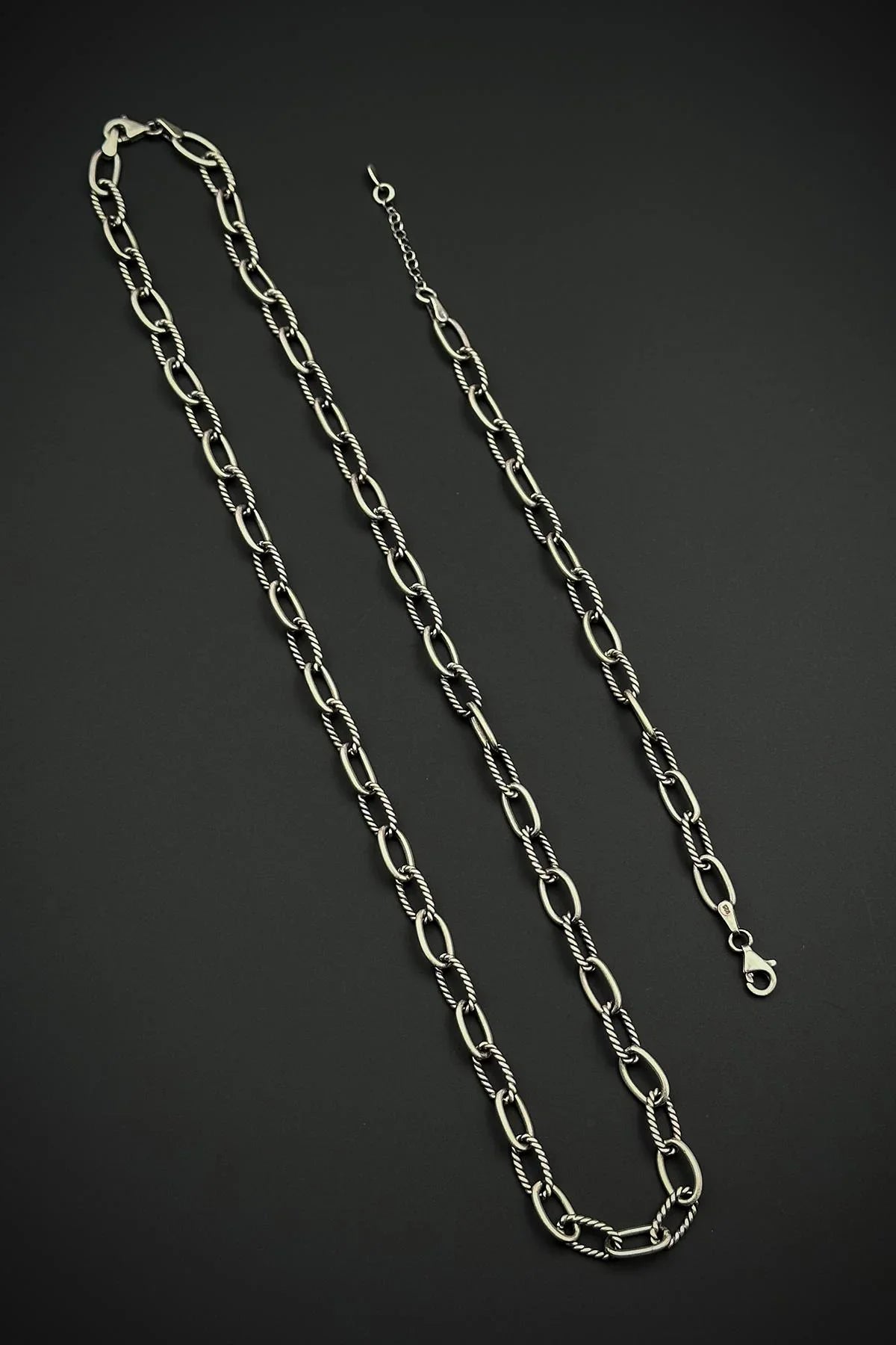 FRNCH 925 Ayar Gümüş İtalyan Model Gümüş Renk Erkek Bileklik/Kolye Set FRJ12665-3665-A