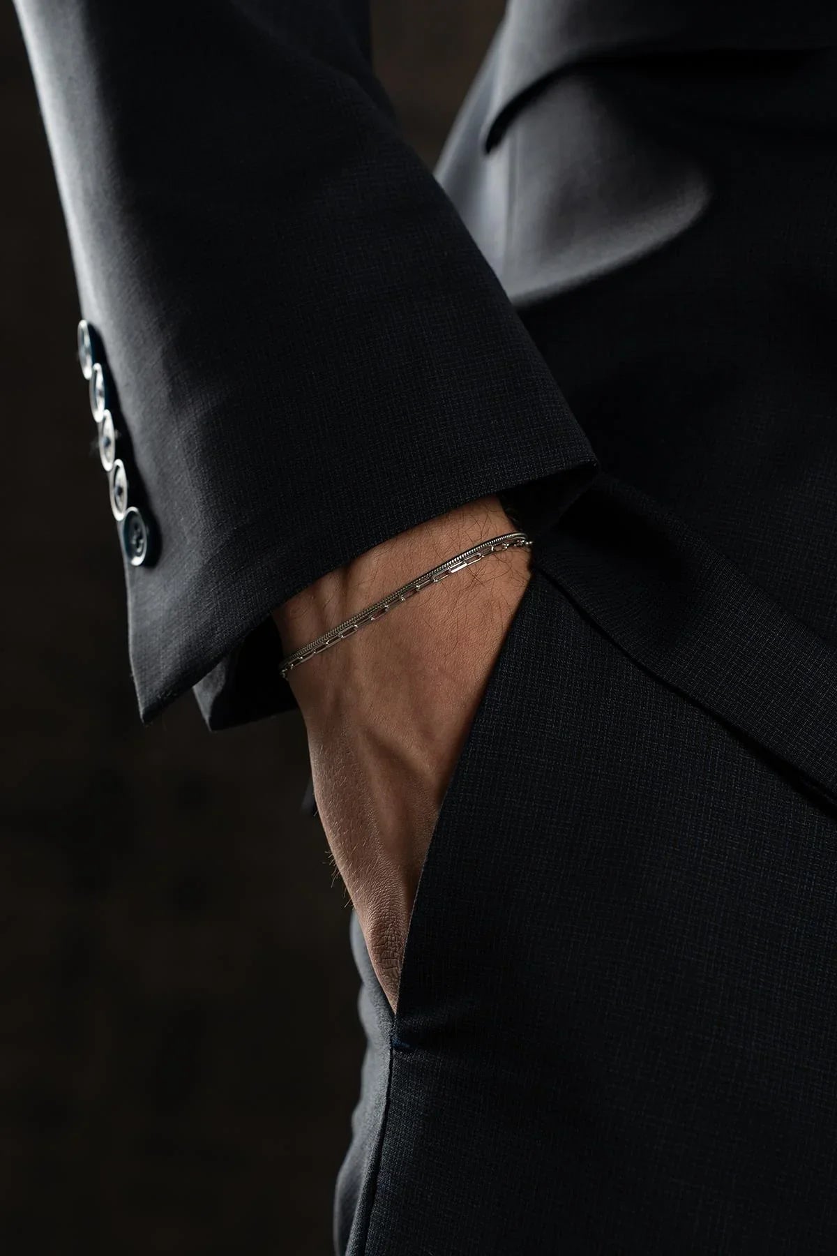 FRNCH 925 Ayar Gümüş İtalyan Model Gümüş Renk Erkek Bileklik Set FRJ12396-3396-A