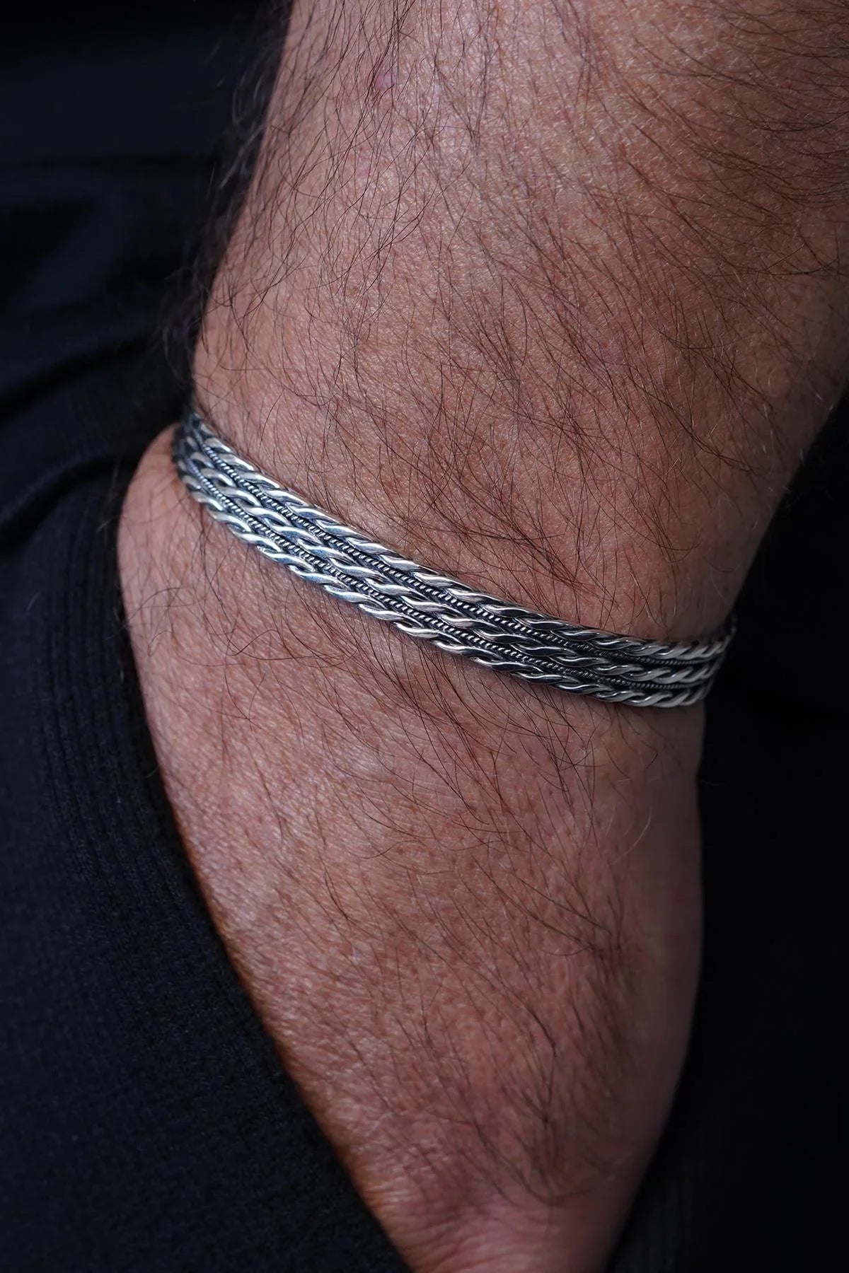 FRNCH 925 Ayar Gümüş İtalyan Model Gümüş Renk Erkek Bileklik/Yüzük Set FRJ12661-3661-A7