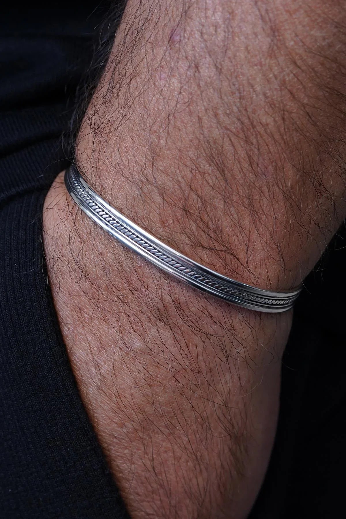 FRNCH 925 Ayar Gümüş İtalyan Model Gümüş Renk Erkek Bileklik/Yüzük Set FRJ12661-3661-A9