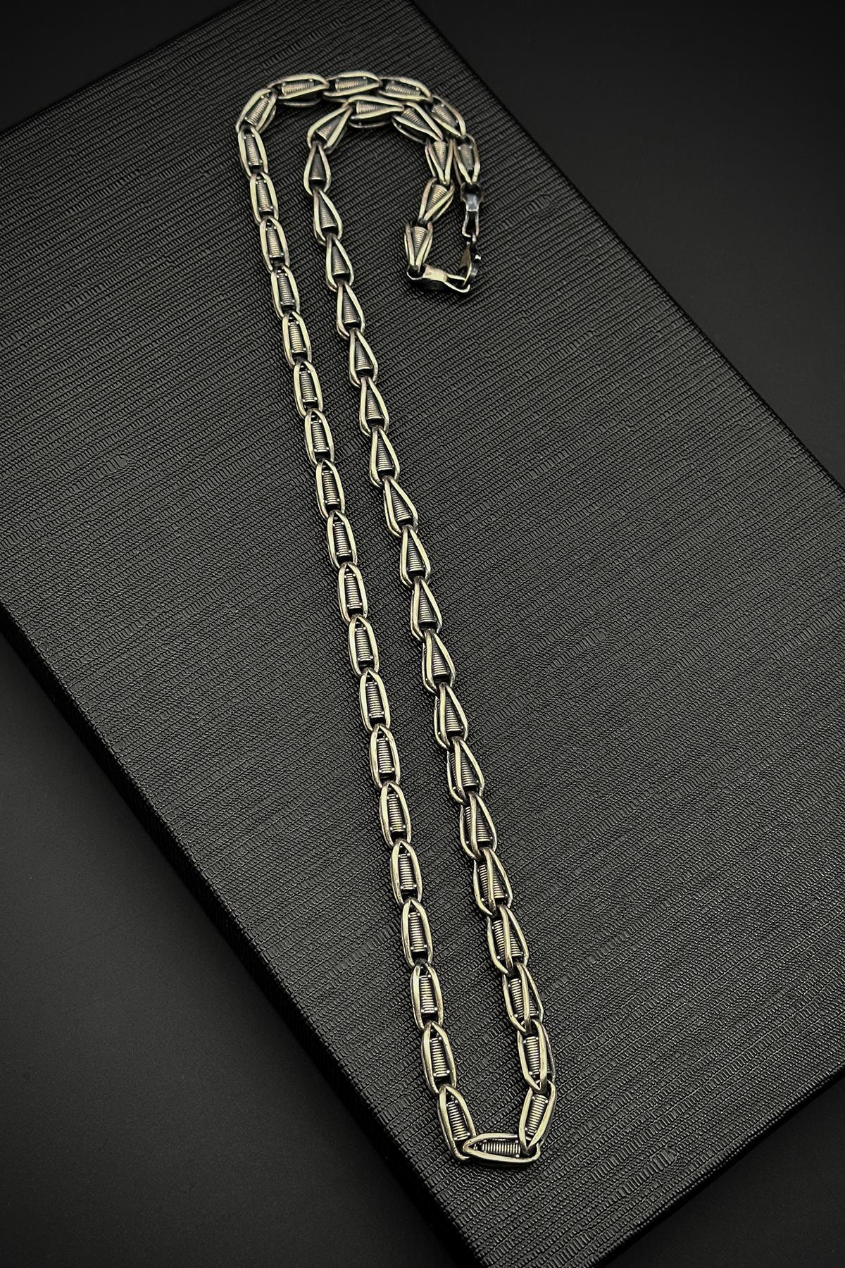 FRNCH 925 Ayar Gümüş İtalyan Model Gümüş Renk Erkek Kolye FRJ30721-821-A