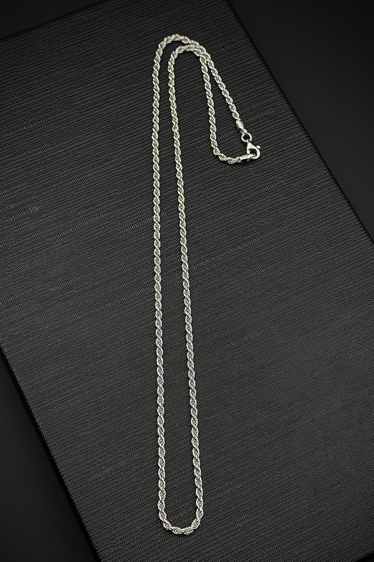 FRNCH 925 Ayar Gümüş İtalyan Model Gümüş Renk Erkek Kolye FRJ30808-908-A